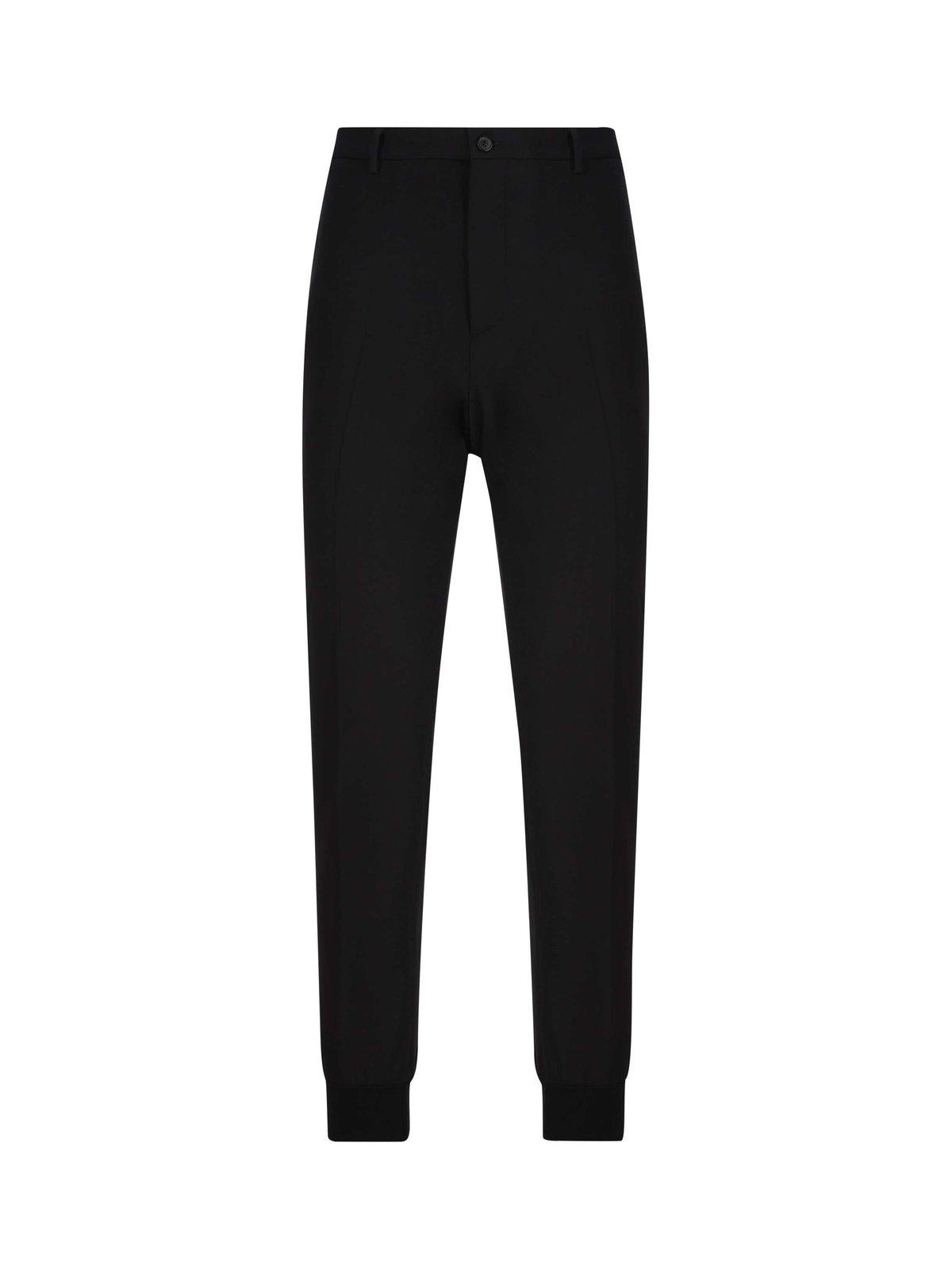 Shop Prada Buttoned Tapered Leg Pants In F0002