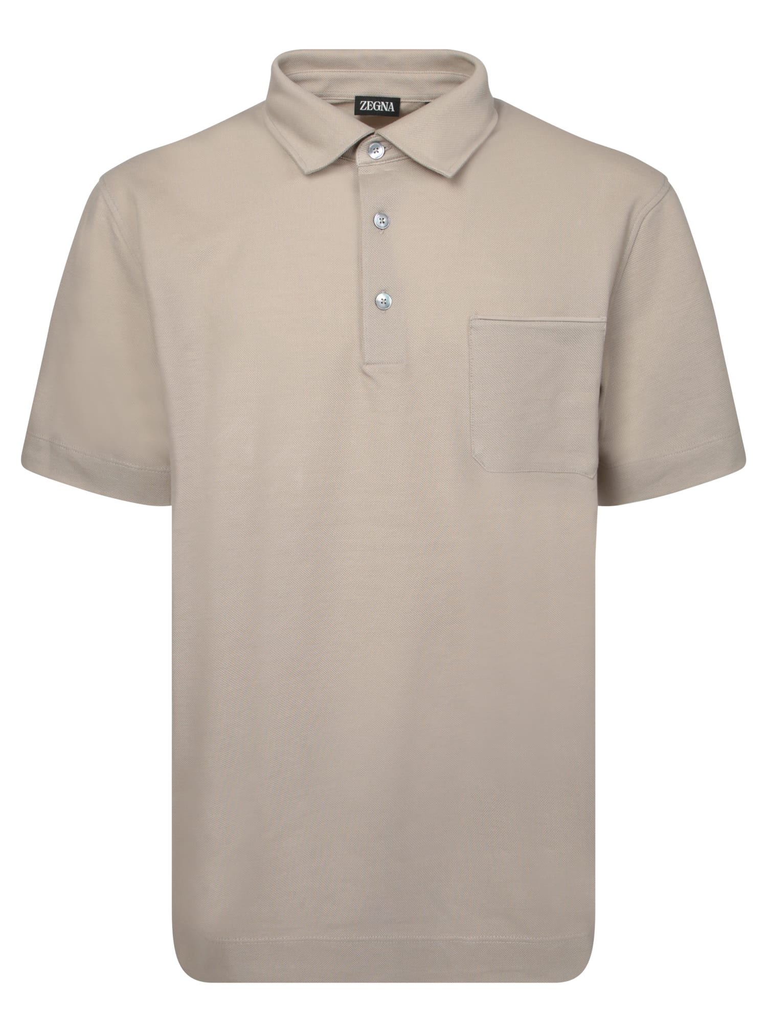 ZEGNA BEIGE PIQUET POLO SHIRT