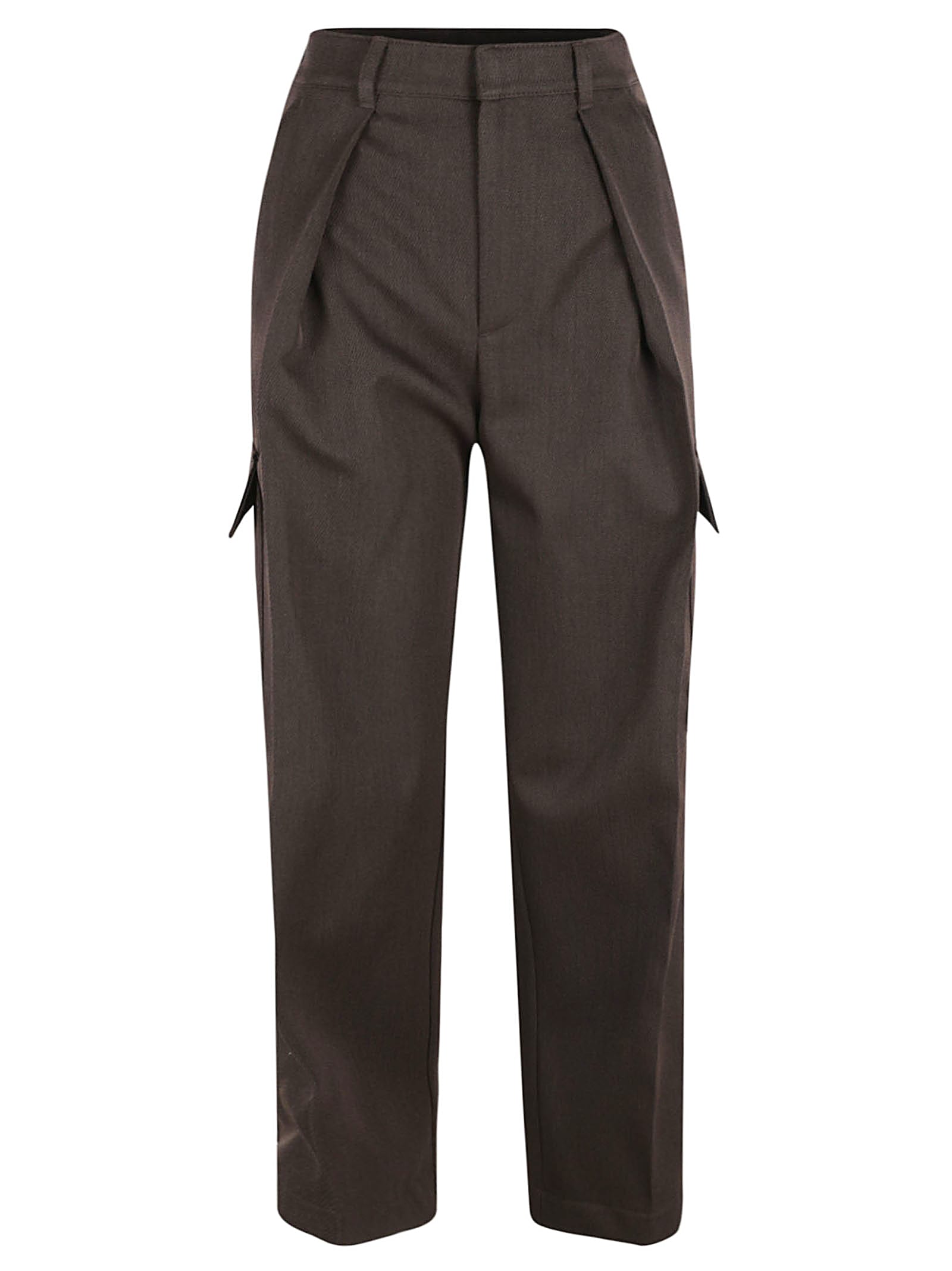 Shop Burberry Cargo Fitted Trousers In Brown/black