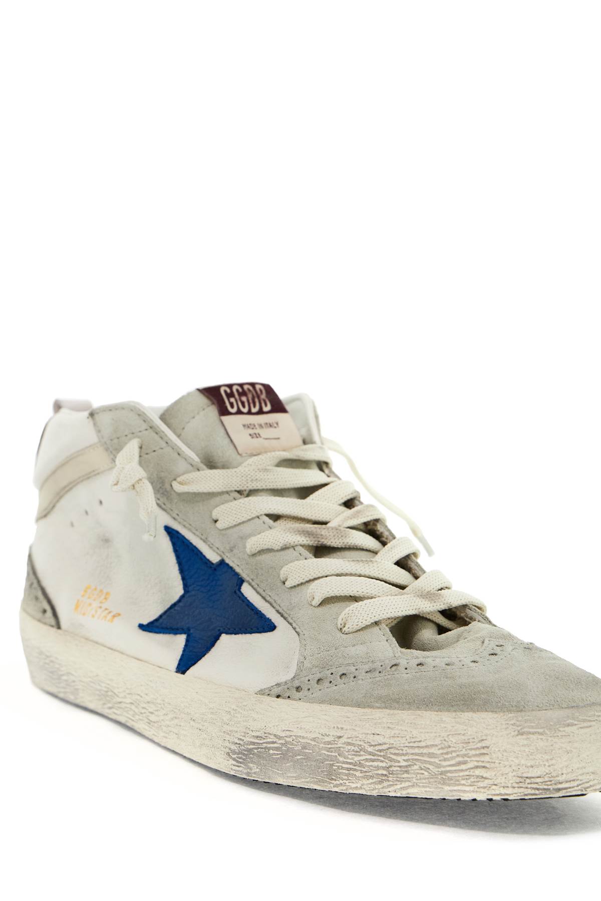 Shop Golden Goose Mid Star Sneakers By In White/blue/silver (white)