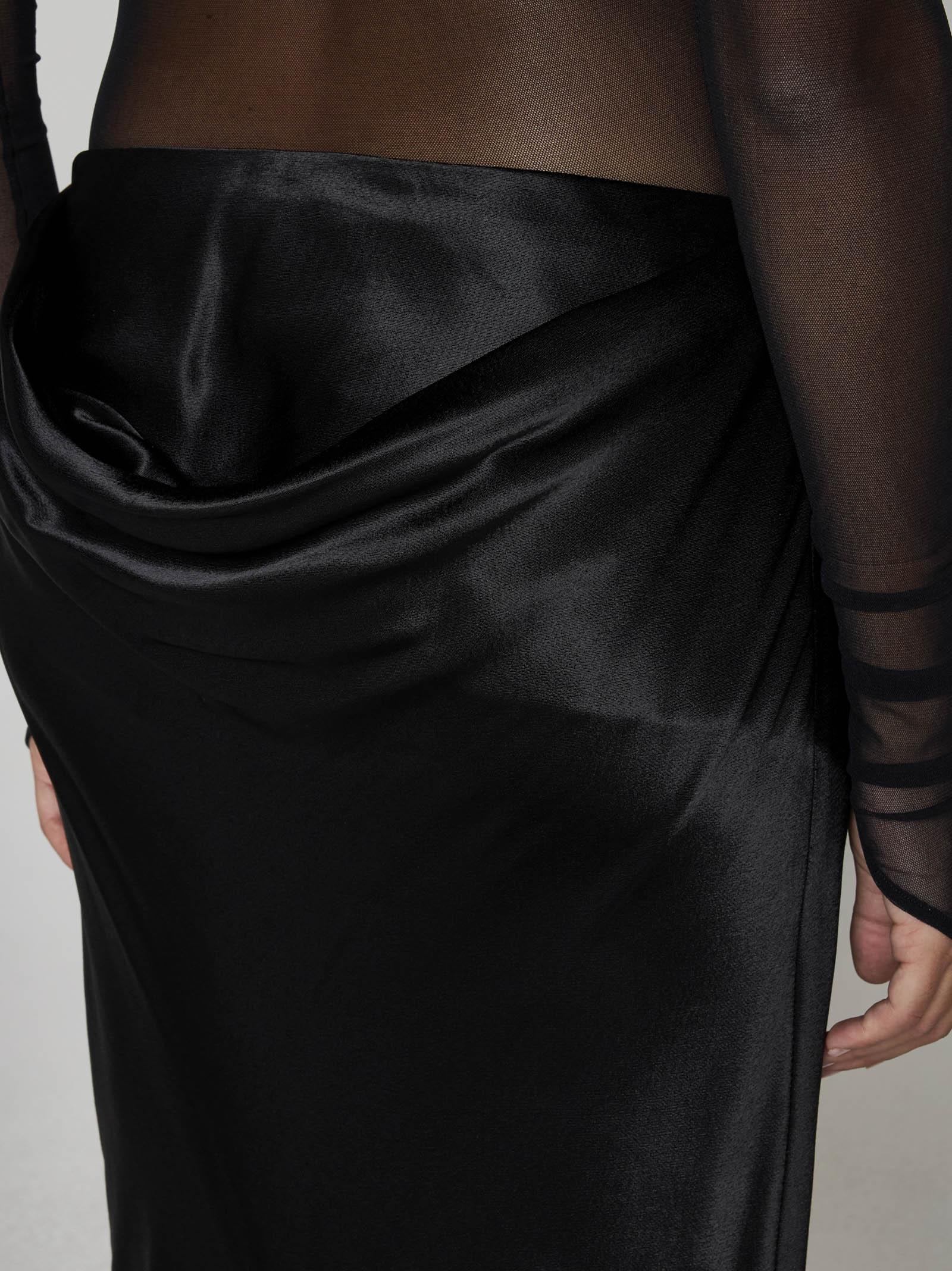 Shop Ann Demeulemeester Madeleen Satin Long Skirt In Black