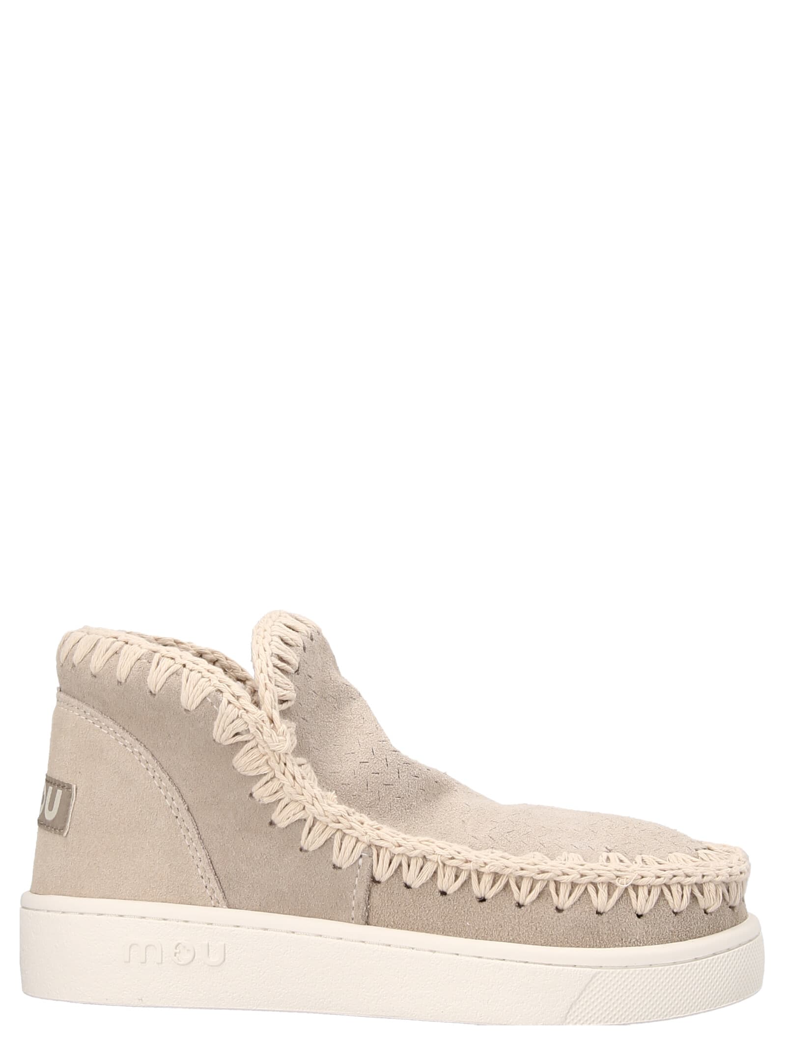 Mou Summer Eskimo Perforated Suede Sneakers In Chlk Chalk White