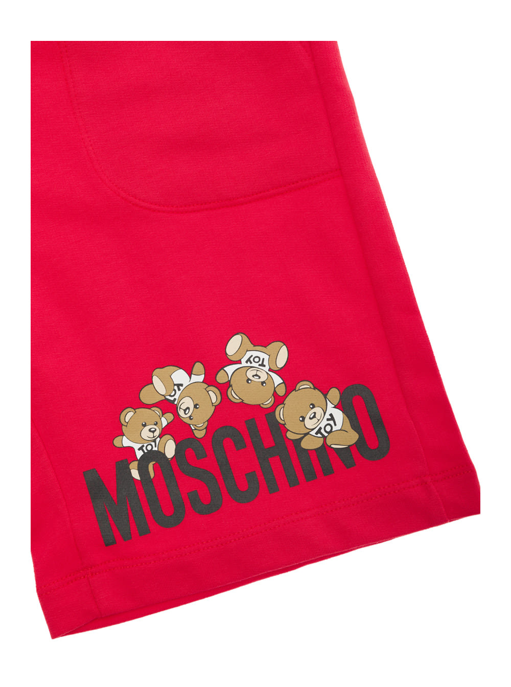 Shop Moschino Red Shorts With Logo Print And Drawstring In Cotton Boy