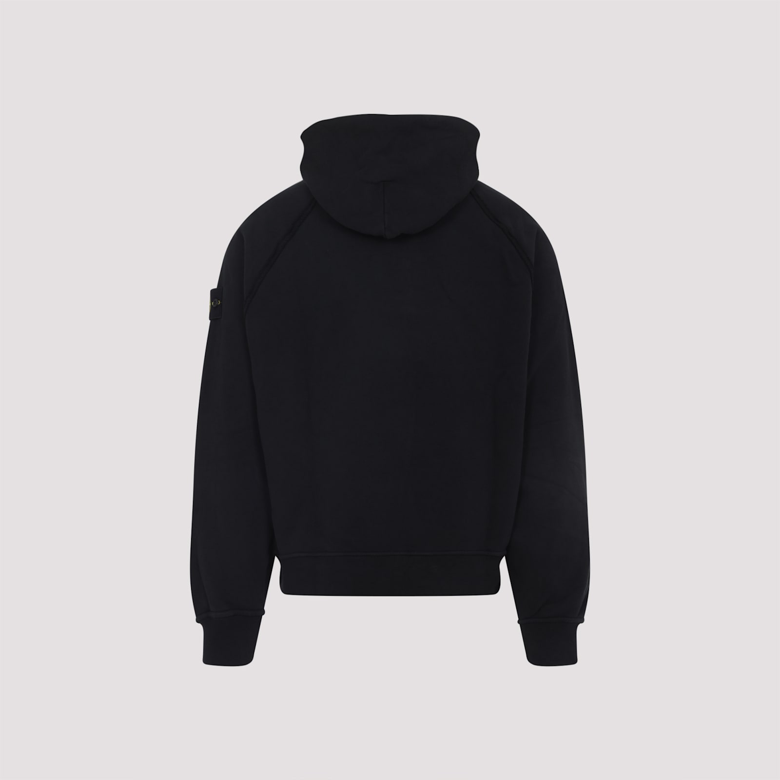 Stone Island Brushed Organic Cotton Fleece Oversized Fit Hoodie Clothing In Black
