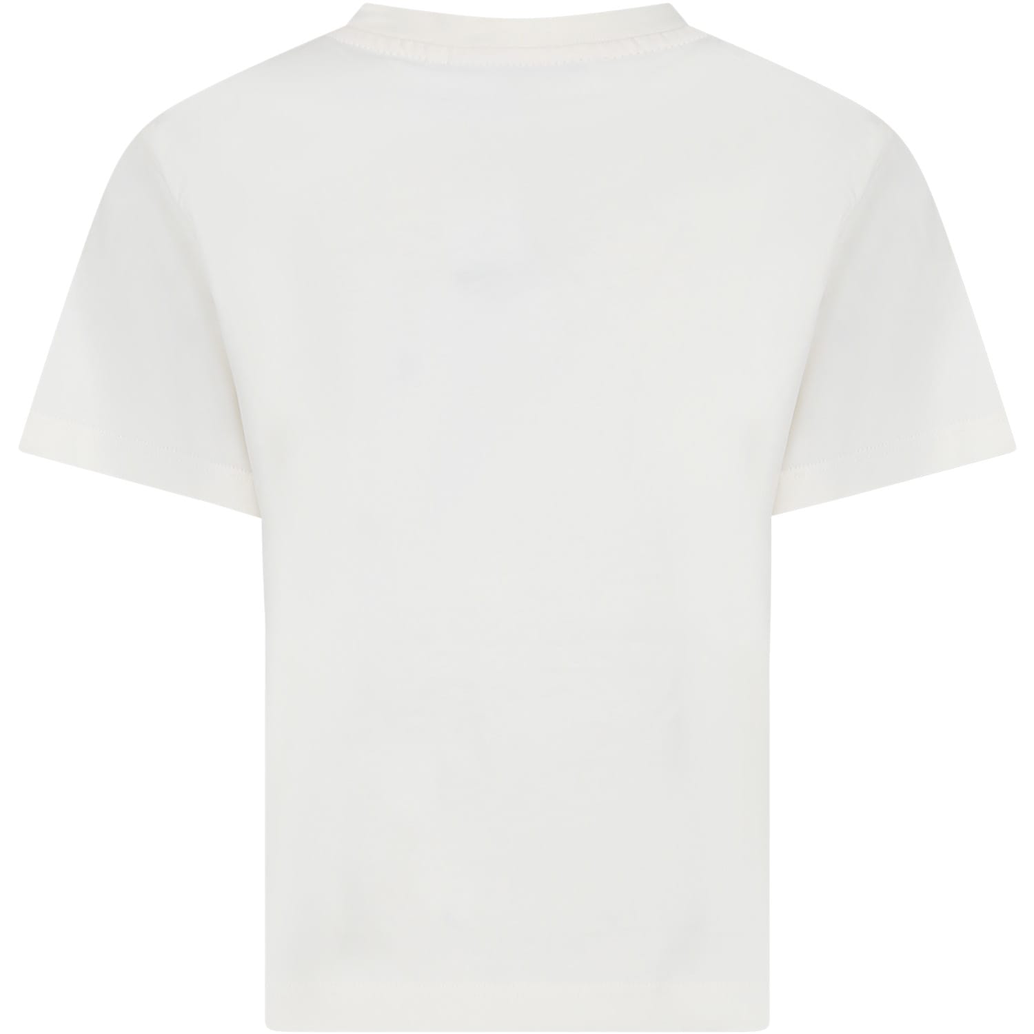 Shop Msgm Ivory T-shirt For Kids With Logo