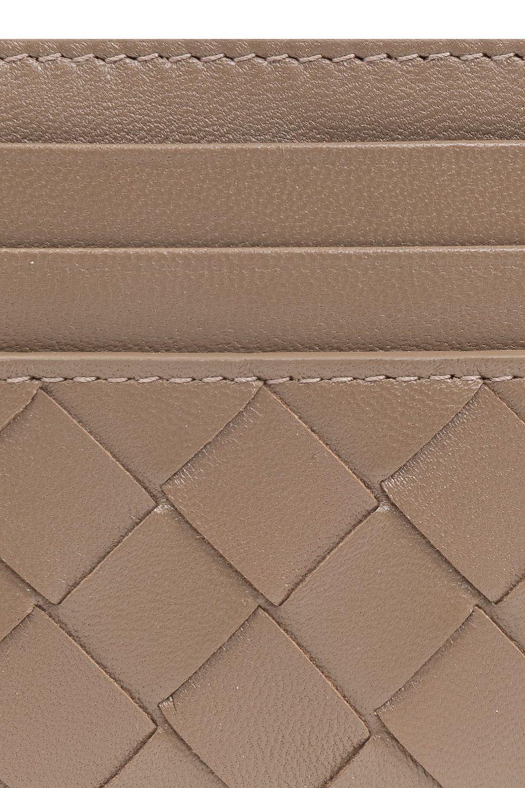Bottega Veneta Intrecciato Open Top Card Case In Brown