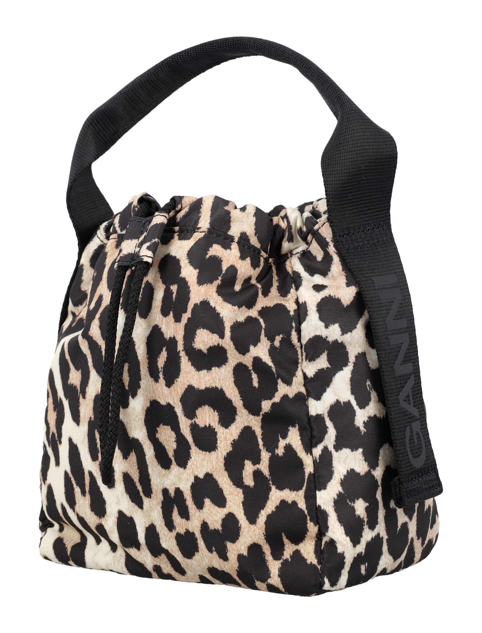 Shop Ganni Recycled Tech Pouch In Leopard