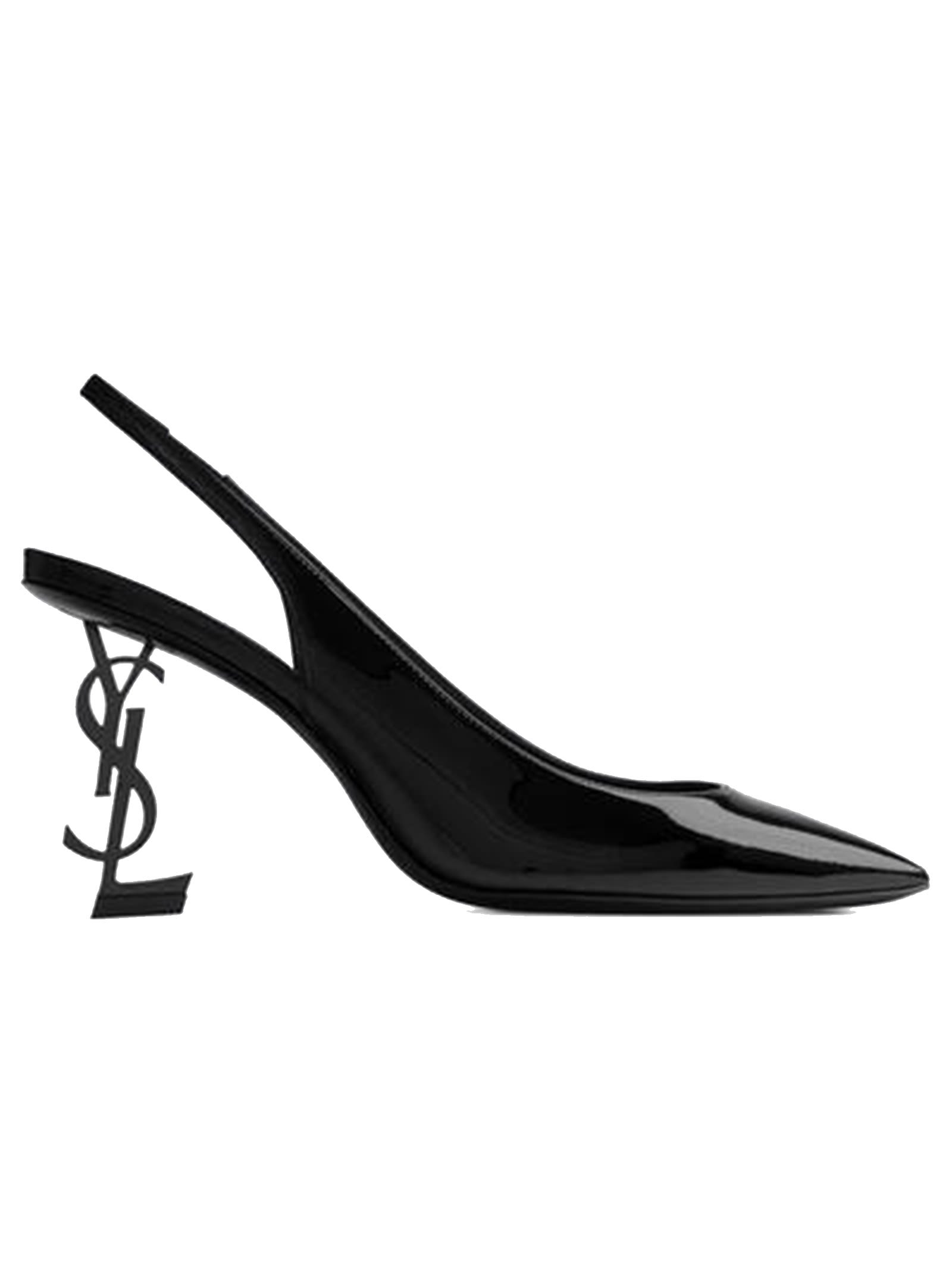 Buy Saint Laurent Black Patent Opyum Slingback Pumps online, shop Saint Laurent shoes with free shipping
