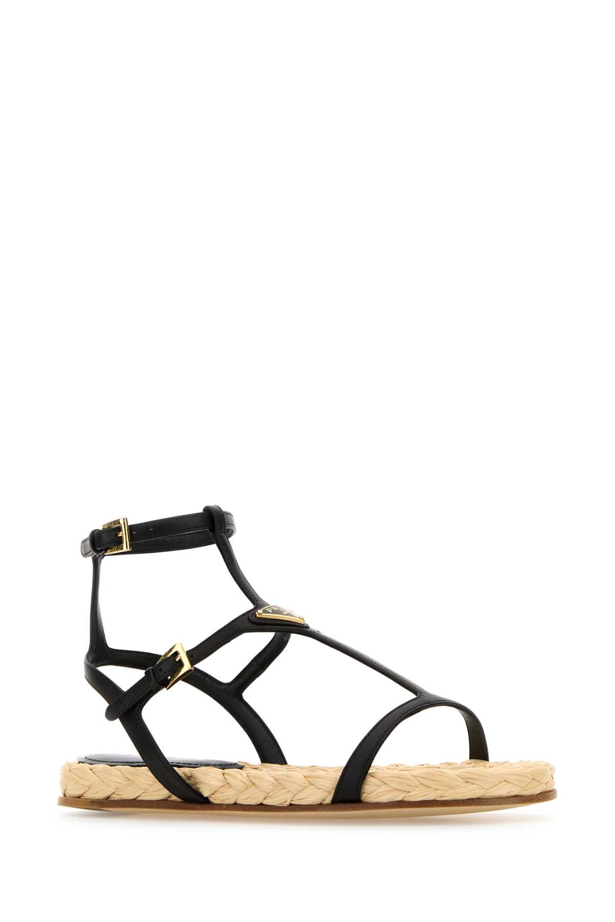 Shop Prada Black Leather Sandals In Nero