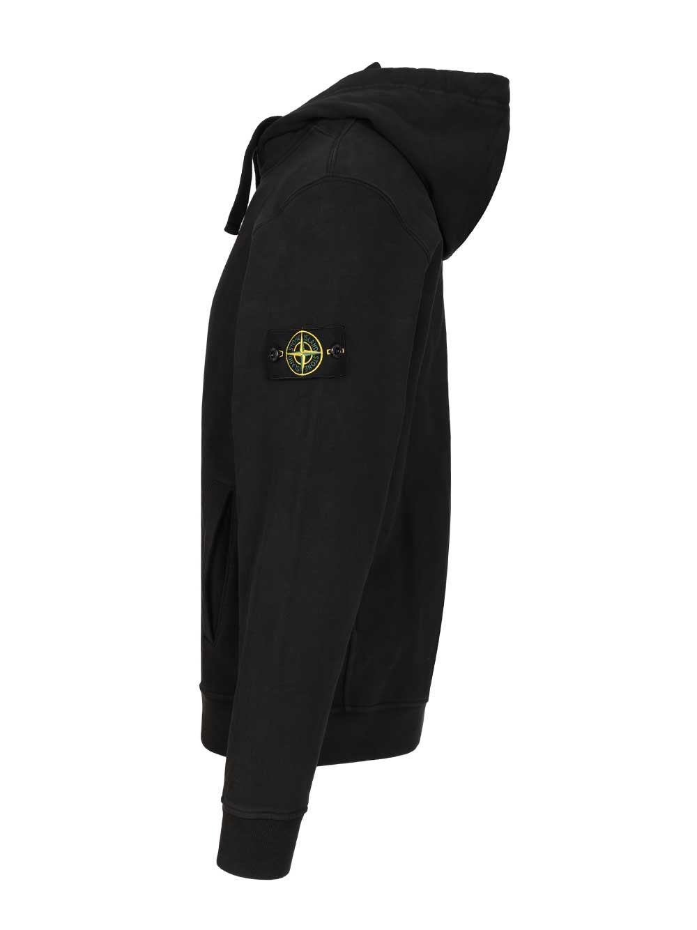 Stone Island Organic Cotton Hoodie With Hood In Black