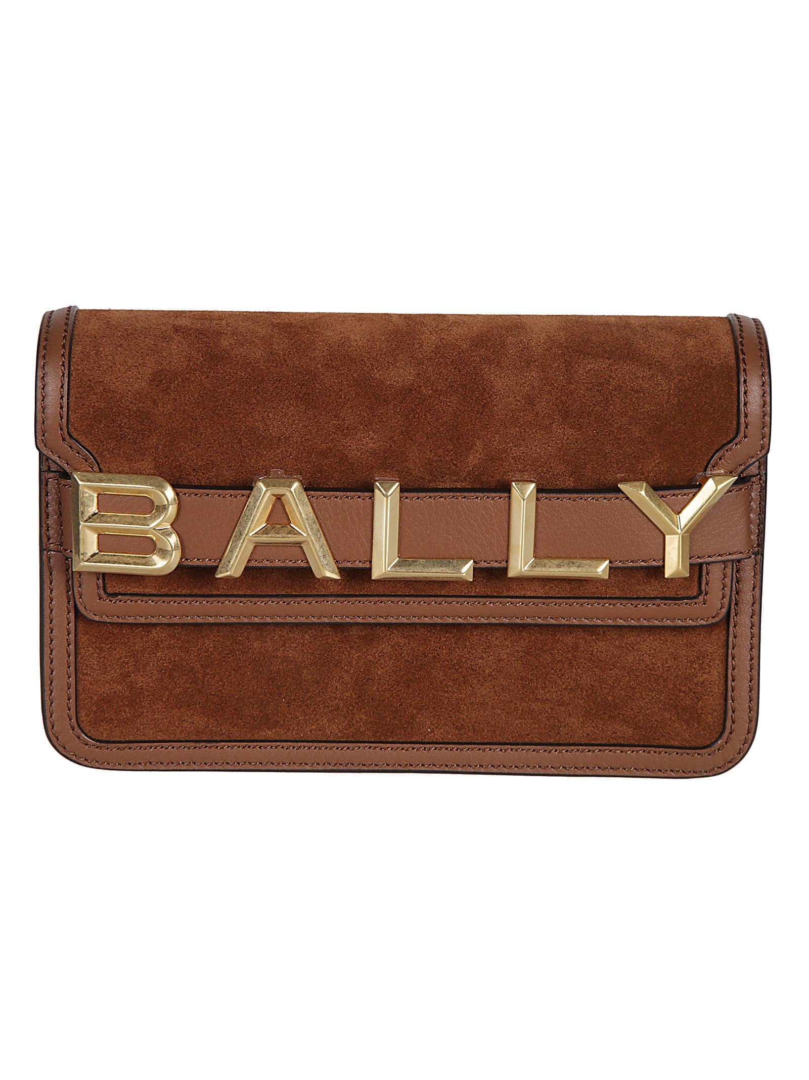 Bally Logo Front Flap Shoulder Bag In Gold