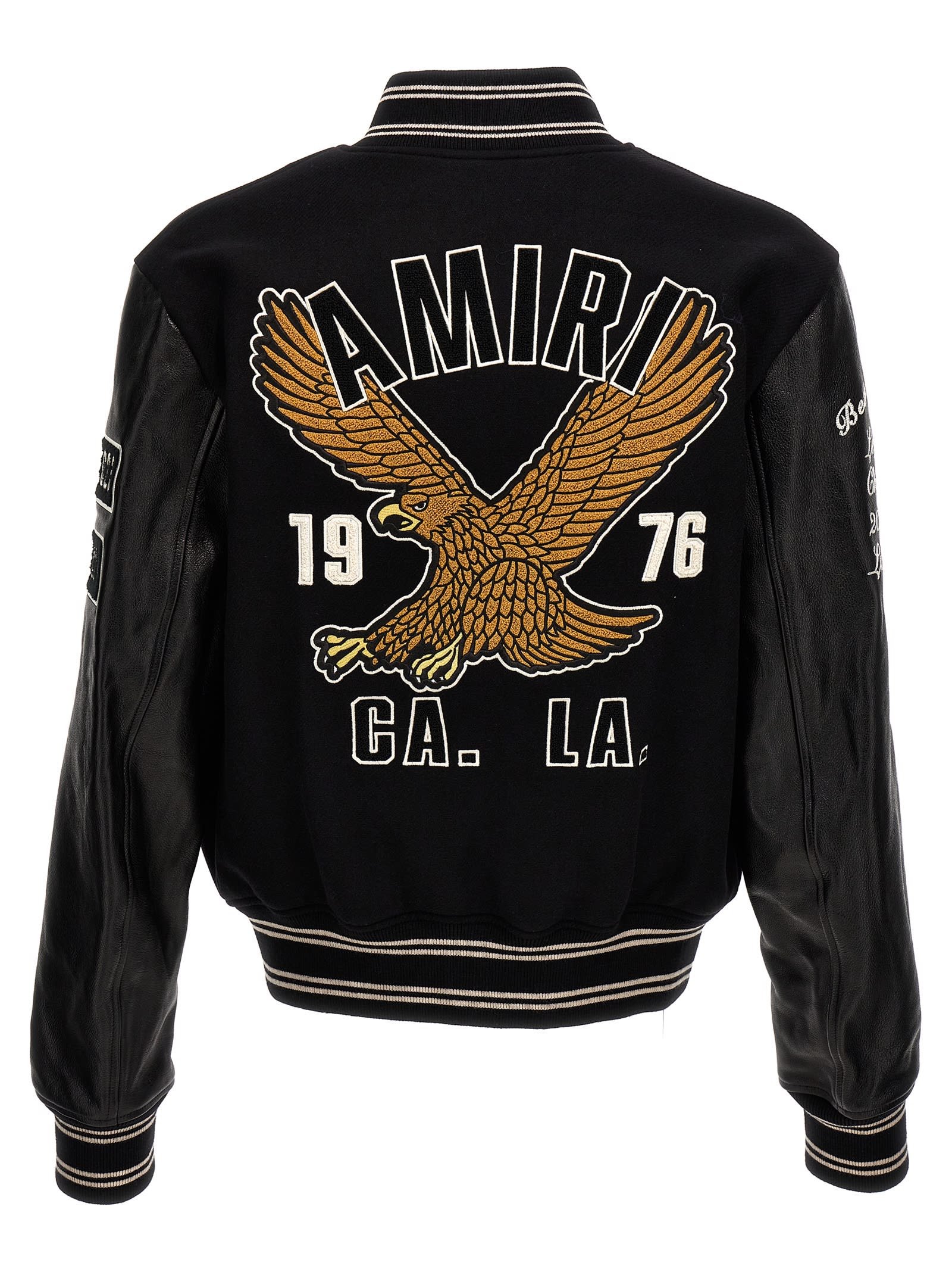 Shop Amiri Oversized Eagle Bomber Jacket In Black