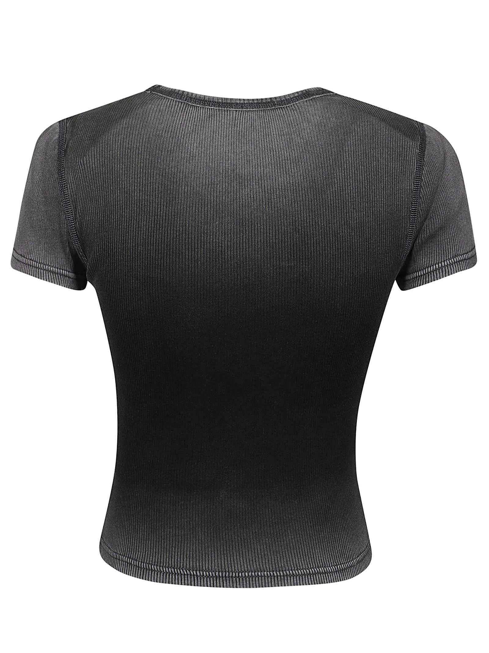 Shop Alexander Wang Hotfix Cursive Logo Fitted T-shirt In A Washed Ash