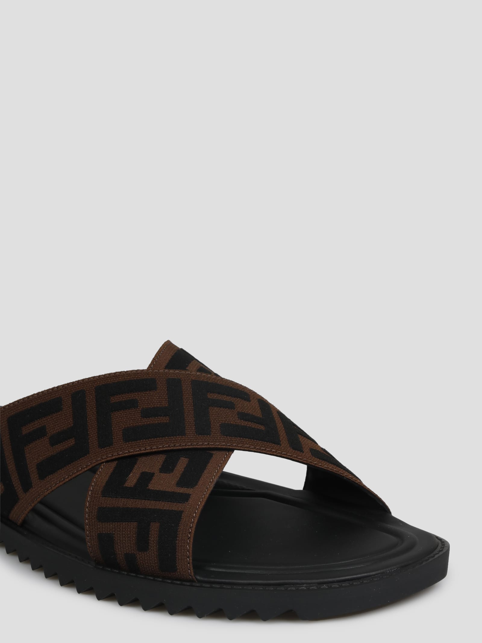 Fendi Ff Slide Sandals In Black | ModeSens