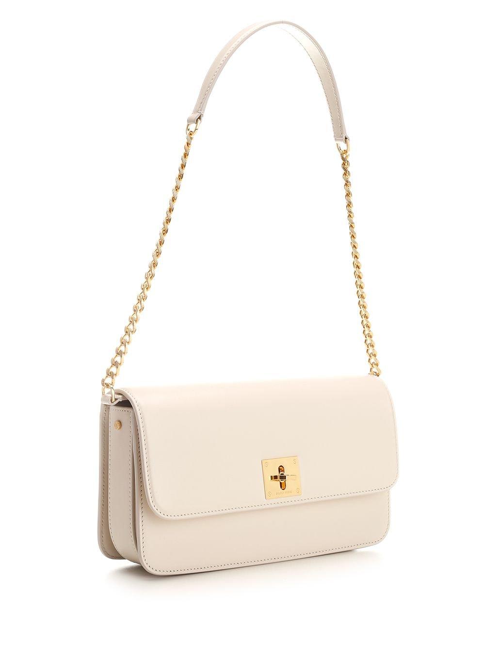 Shop Golden Goose Chain-linked Shoulder Bag In Butter