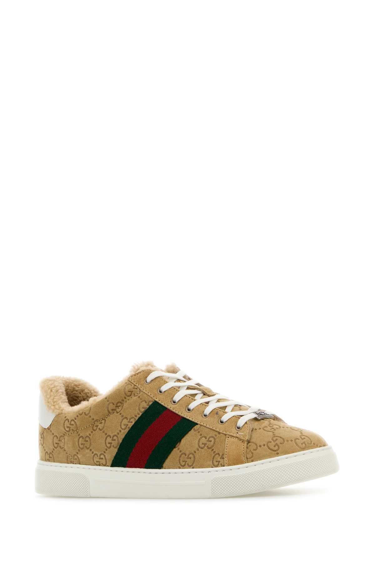 Shop Gucci Camel Suede Ace Sneakers In Butbutvrvgwbut