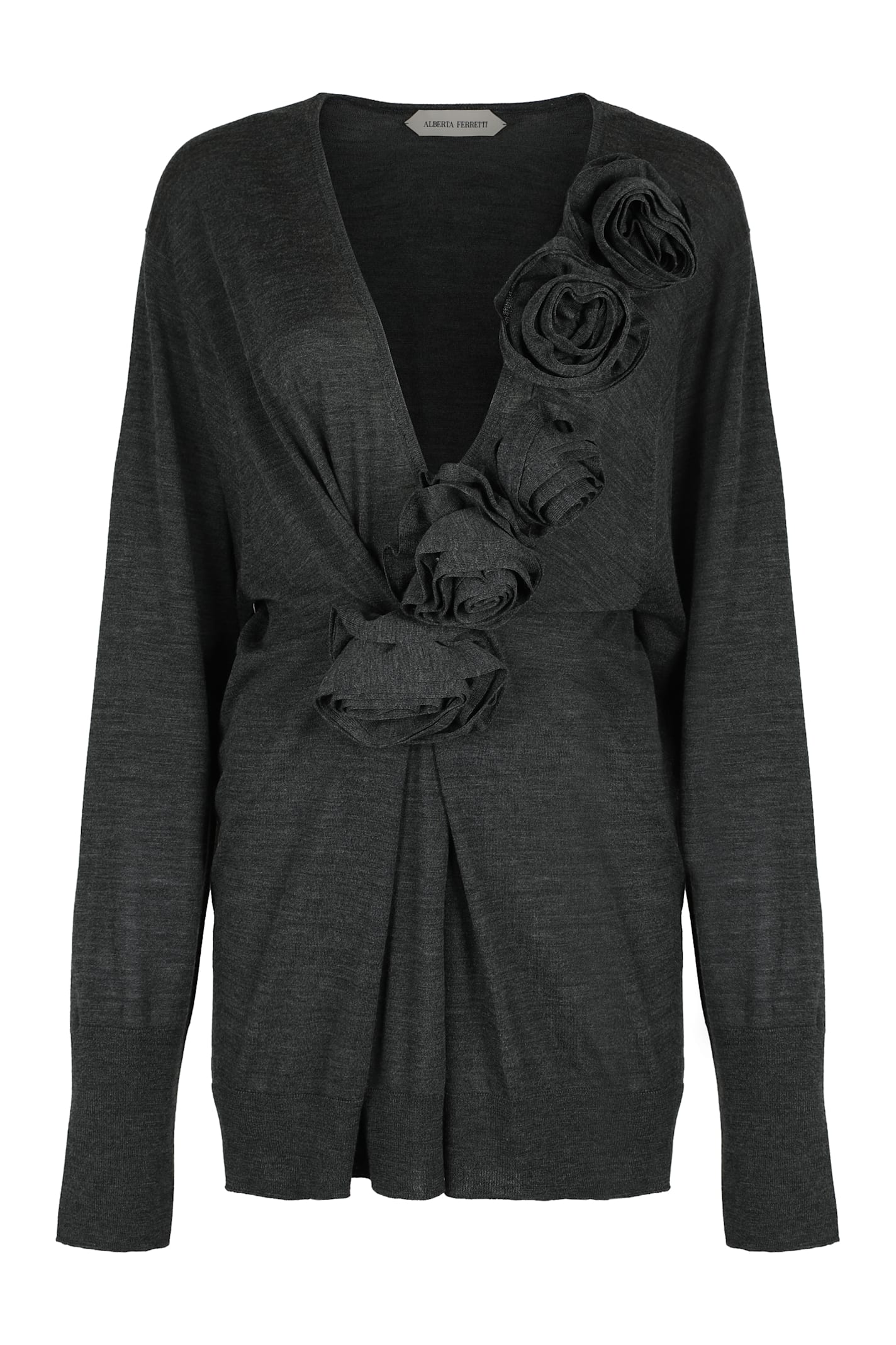 Alberta Ferretti Alberta Ferreti Sweater In Merino Wool With Floral Embroidery In Multi
