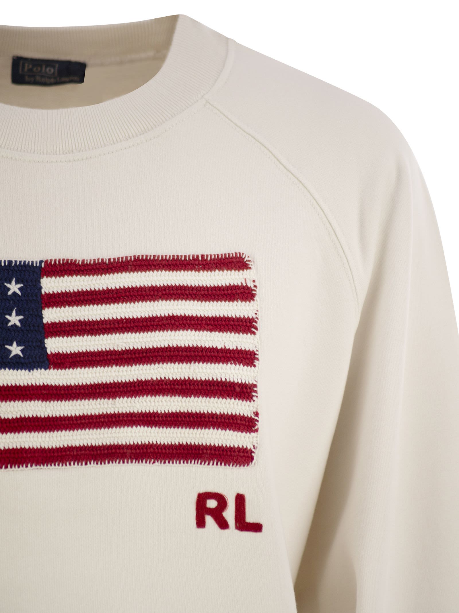 Shop Polo Ralph Lauren Sponge Crew Neck With Logo And Flag