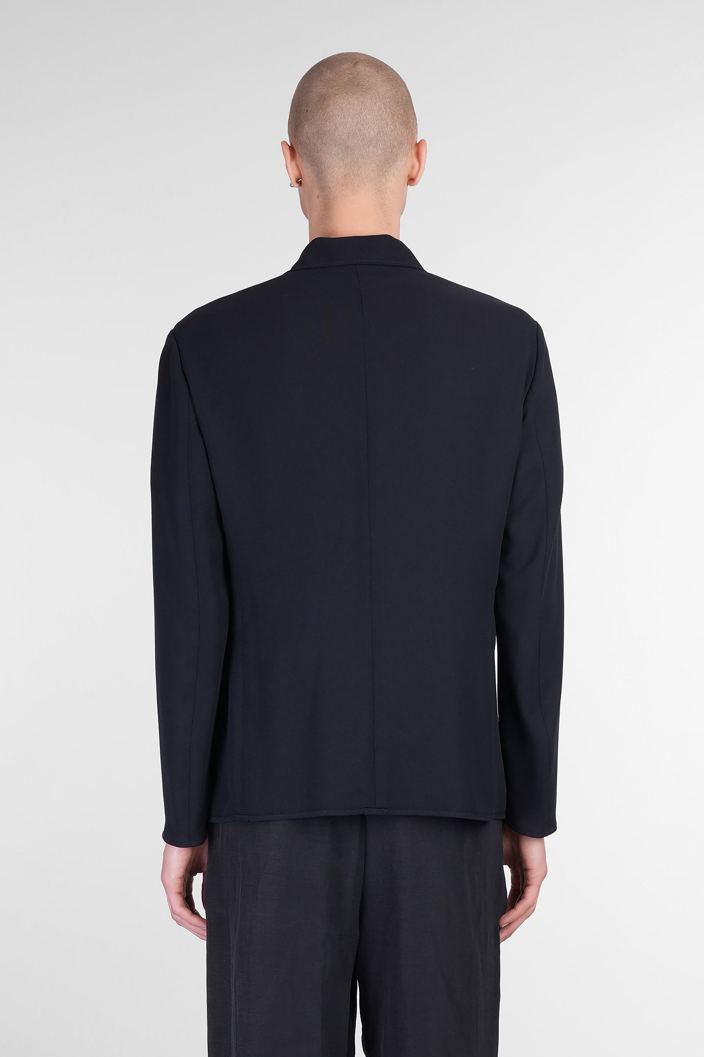 Giorgio Armani Blazer In Blue Wool In Black