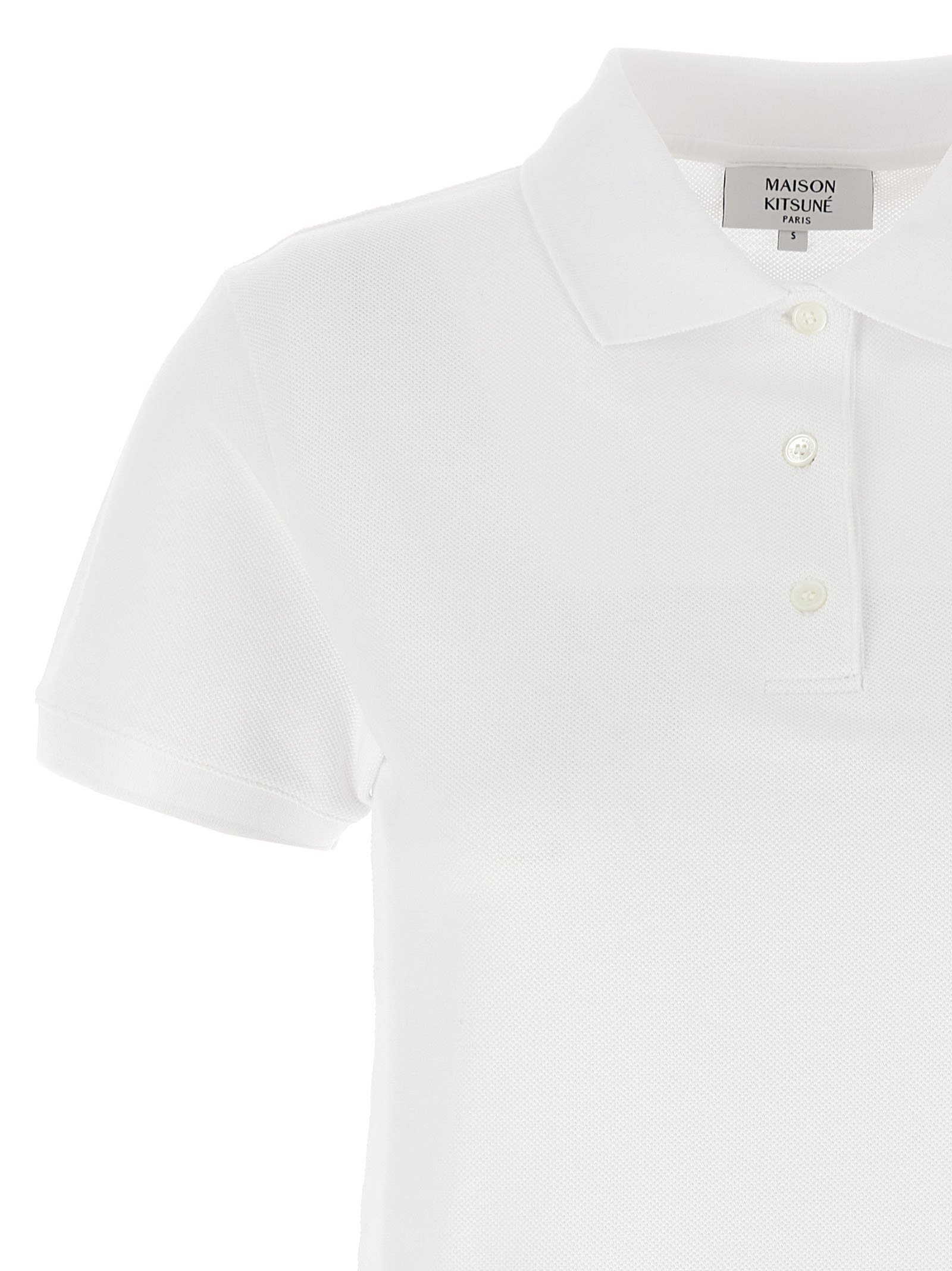 Maison Kitsuné White Cotton Baby Fox Polo Shirt In White