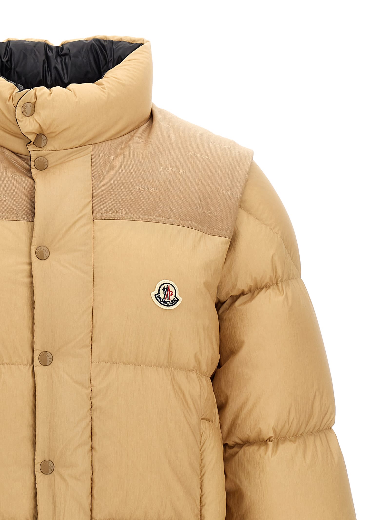 Shop Moncler Verone 1 Reversible Down Jacket In Beige