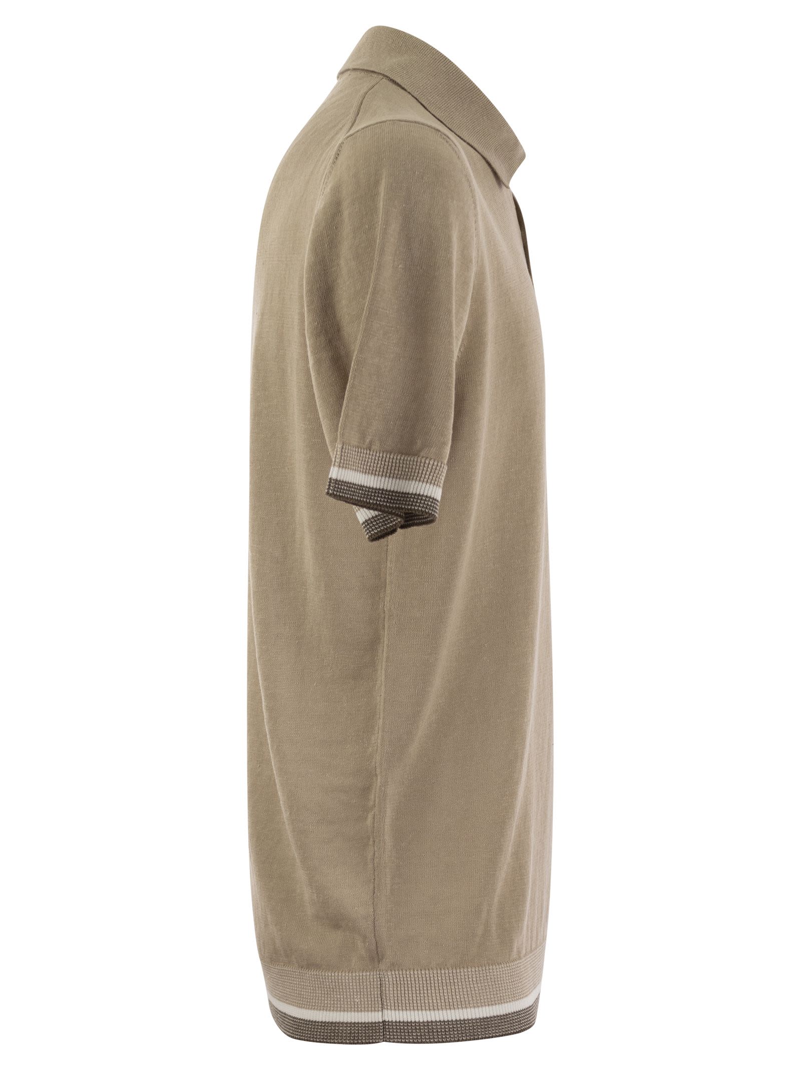 Shop Peserico Linen And Cotton Yarn Jersey In Beige