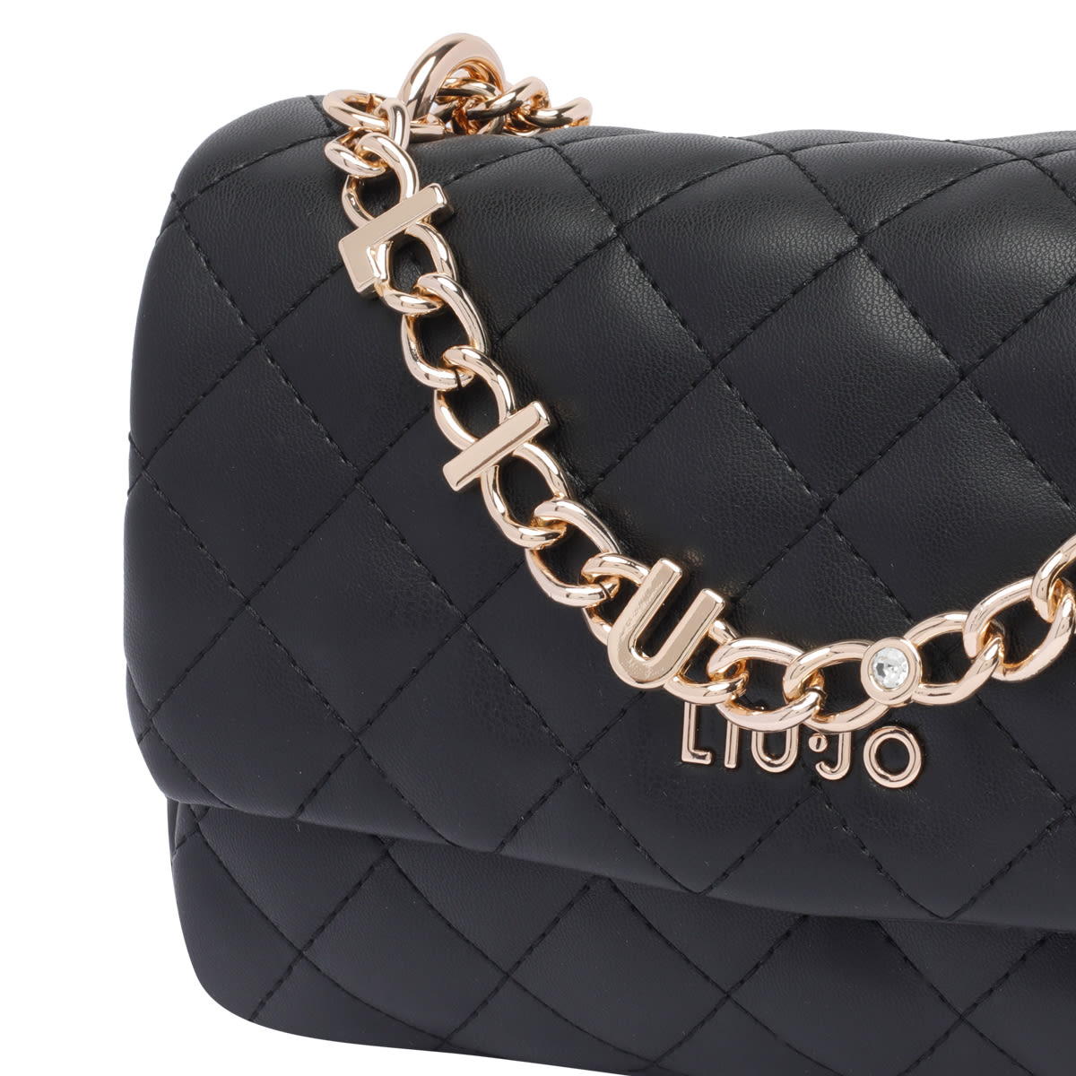 Liu •jo Quilted Rectangular Chain Strap Shoulder Bag In Black