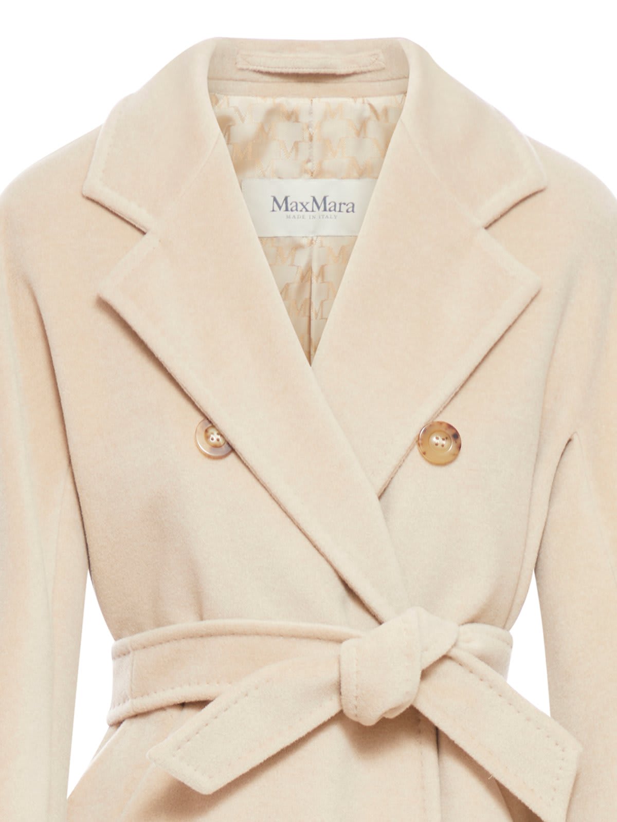 Shop Max Mara Madame Double-breasted Belted Coat In Beige