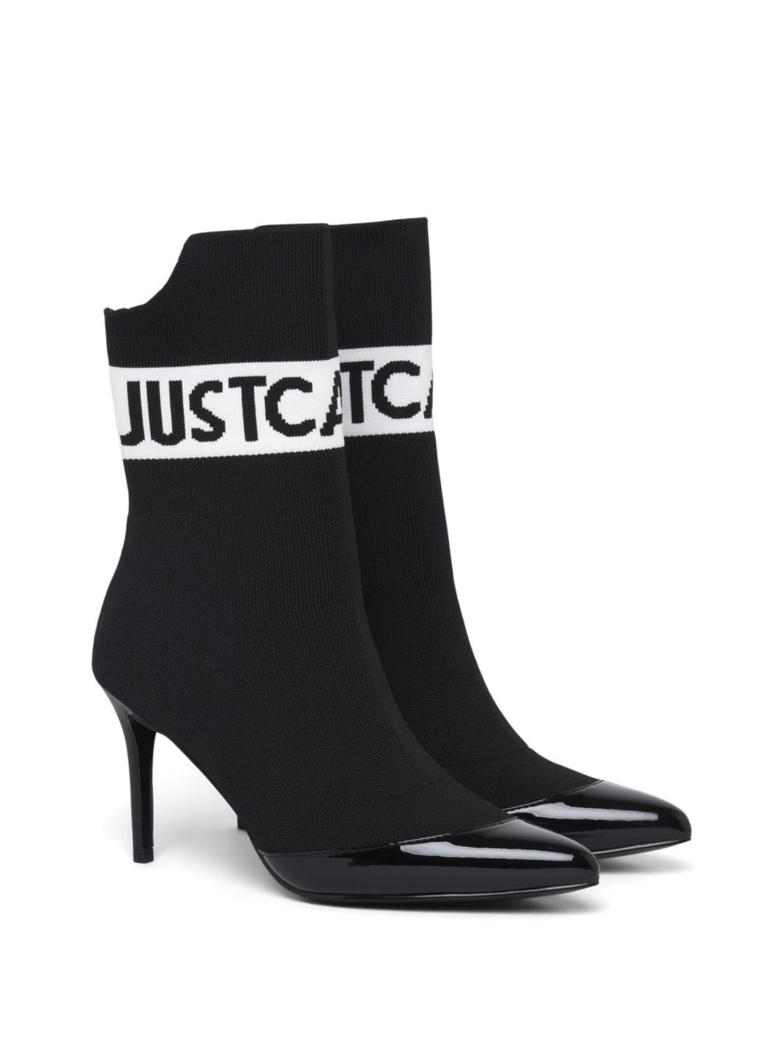 Shop Just Cavalli Ankle Boots With Heels And Logo  In Black