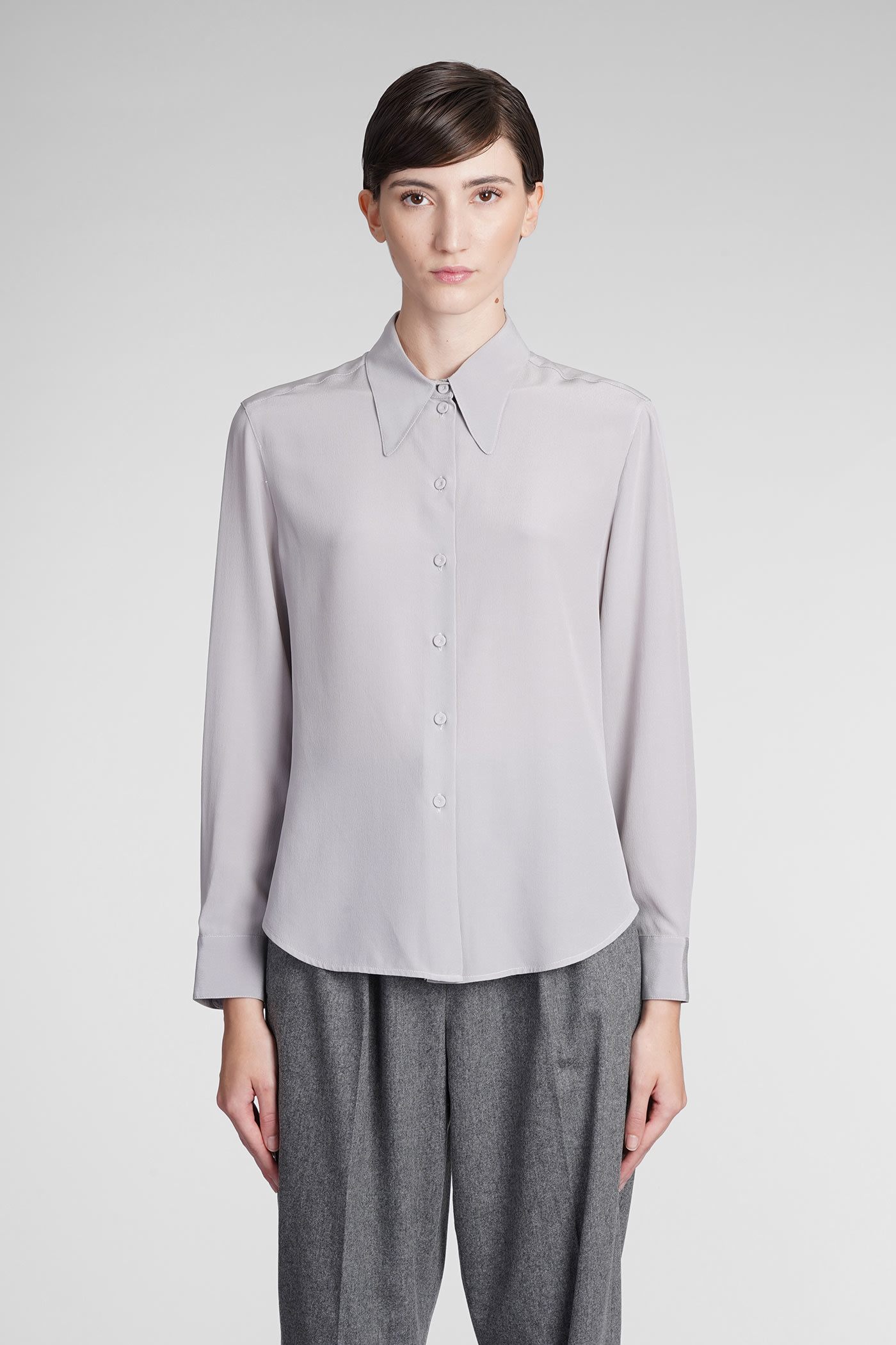 Emporio Armani Shirt In Grey Silk