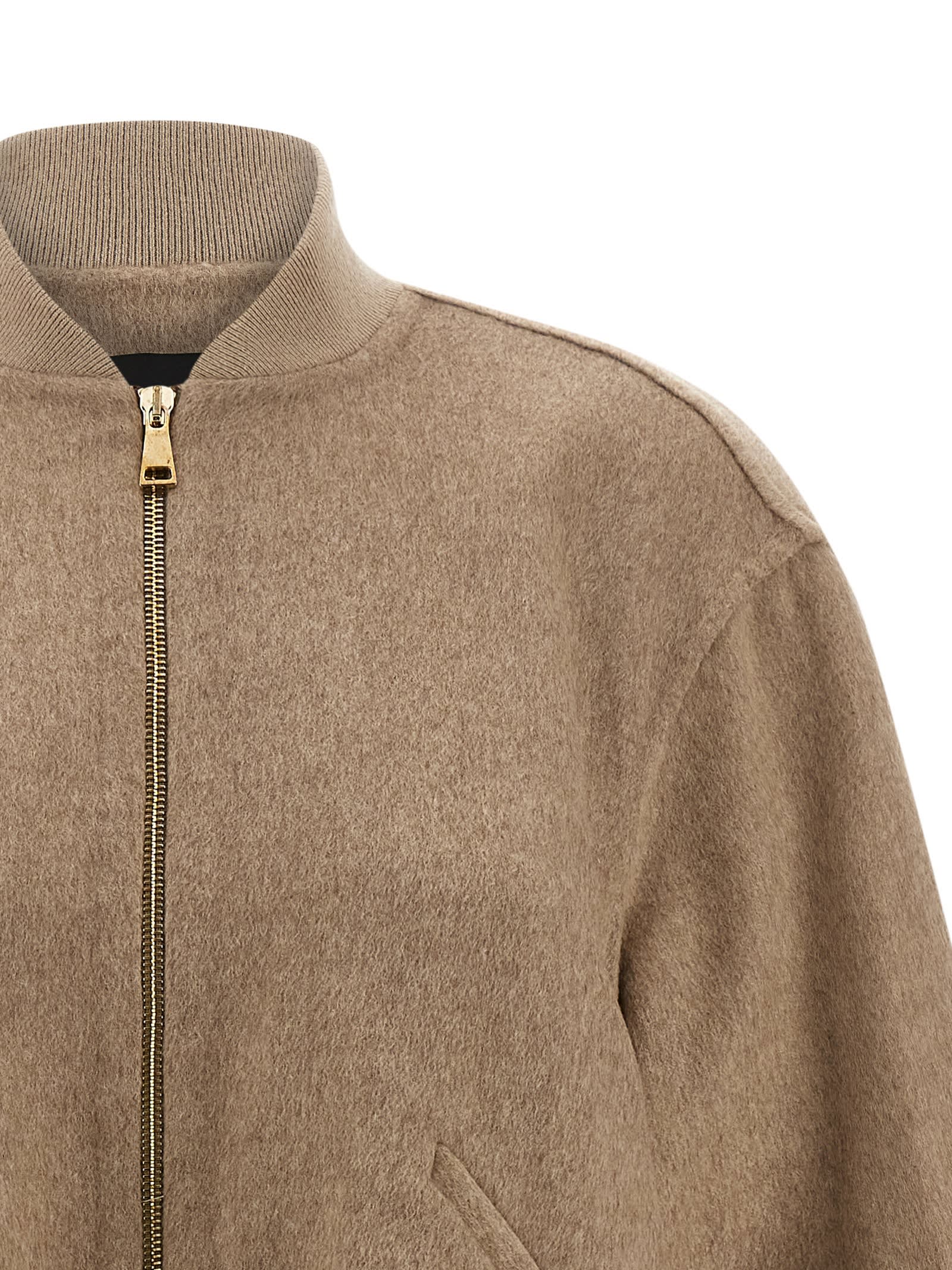 Fabiana Filippi Cashmere Bomber Jacket Puffer Jackets Beige In Multi