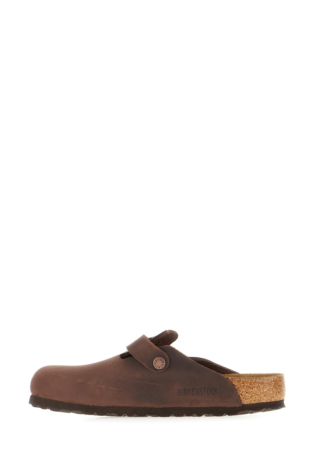 Birkenstock Leather Buckle Detail Slippers With Open Back In Habanna