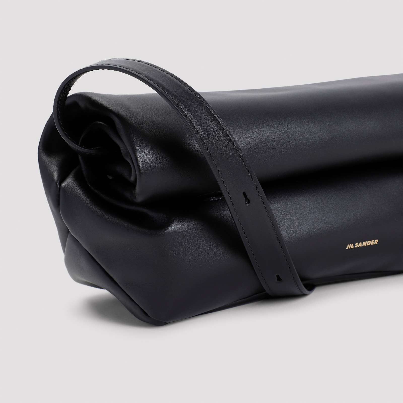 Shop Jil Sander Rollup Small Shoulder Bag In Black