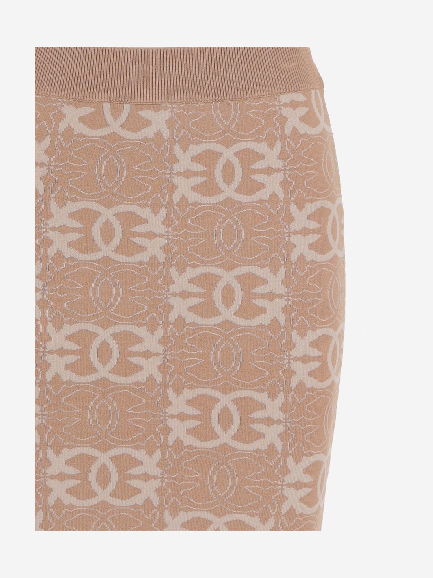 Pinko Love Birds Skirt In Viscose Blend In Multi