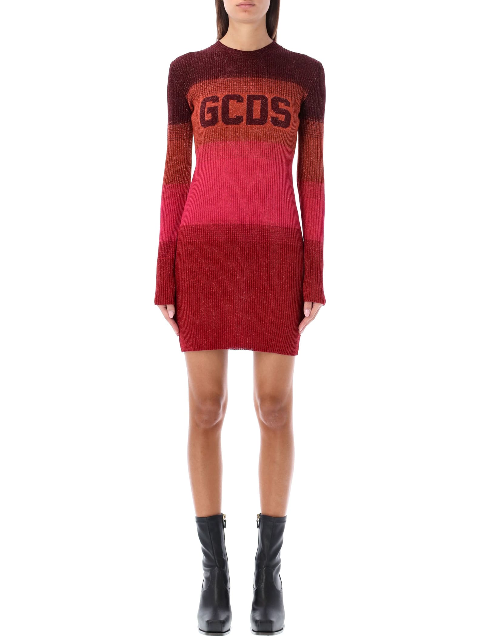 GCDS Lurex Degradè Logo Mini Dress