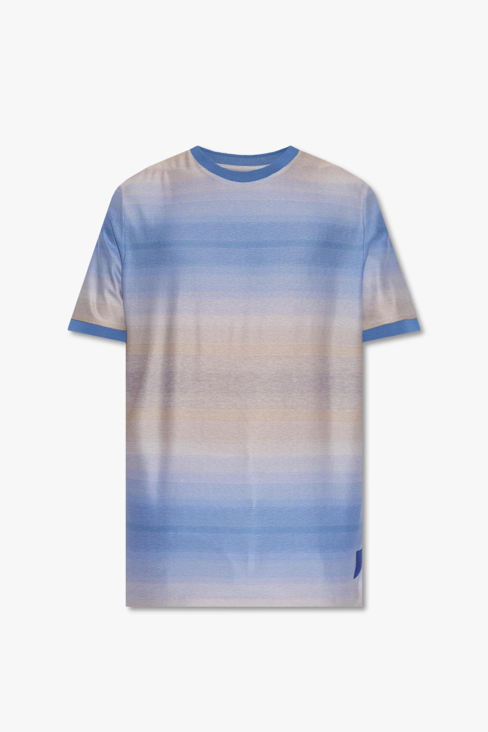 Paul Smith Stripe-pattern Cotton T-shirt In Azzurro