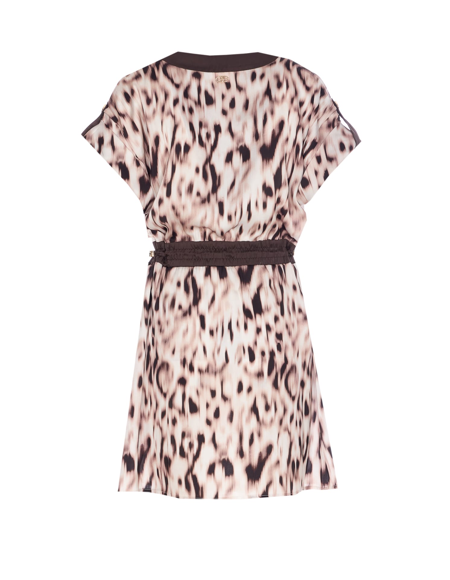Liu •jo Animal Print V-neck Mini Dress In Multicolour