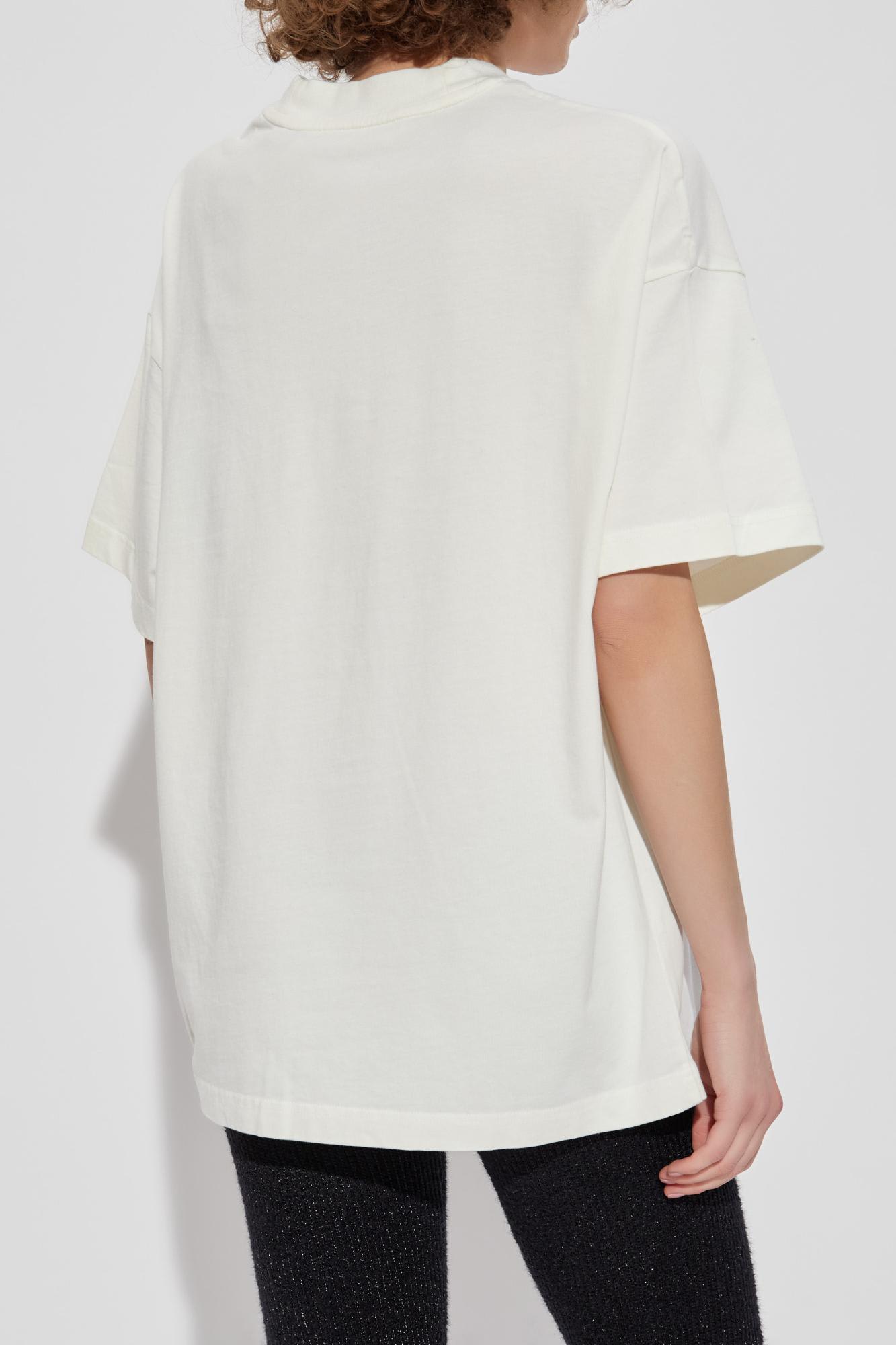 Palm Angels Ivory Cotton T-shirt In White