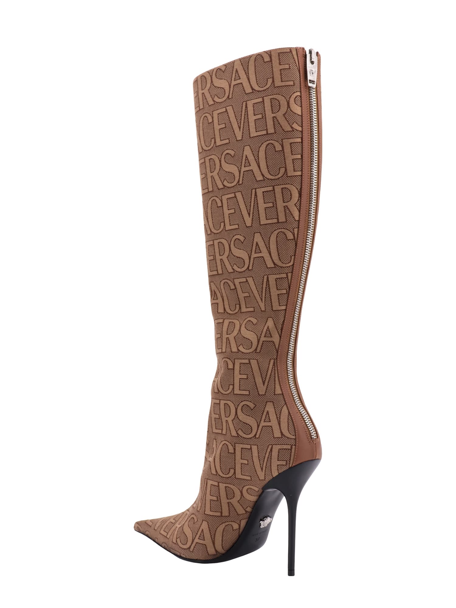 Shop Versace Boots In Brown