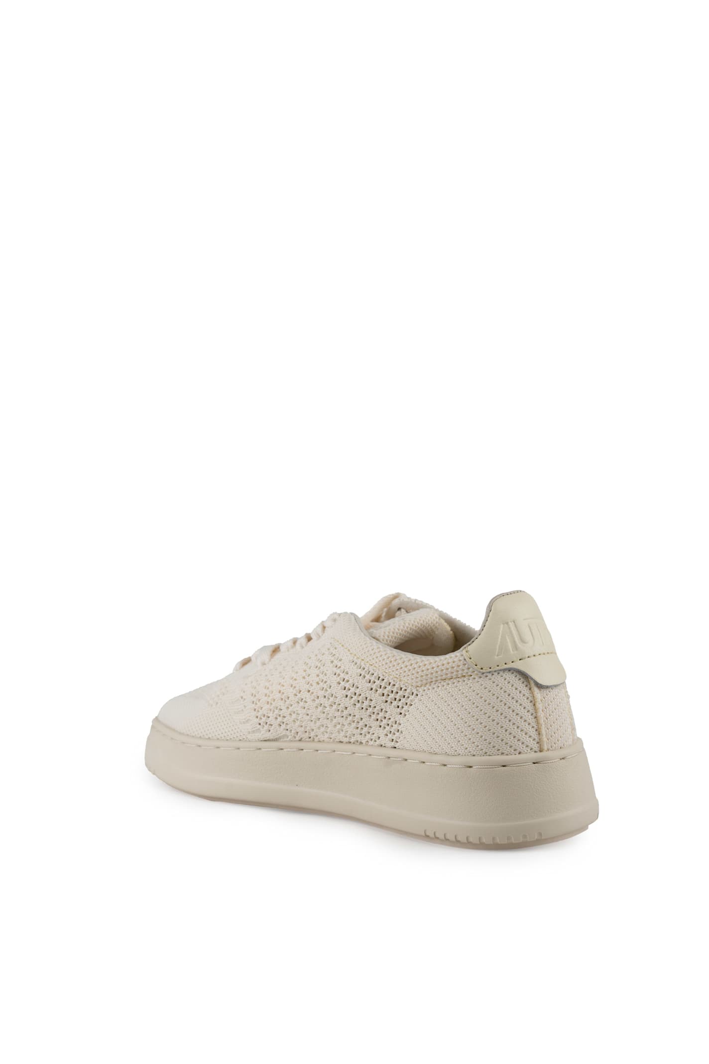 Shop Autry Medalist Easeknit Low Sneakers In Perforated Fabric In Knit/leat Winter Wht