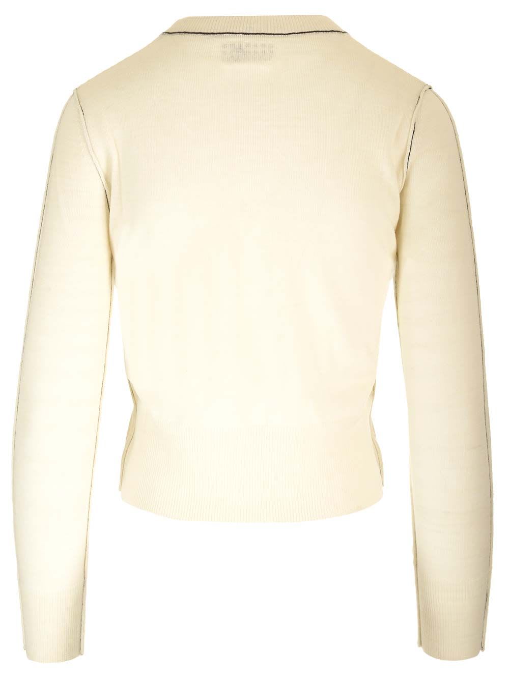 Shop Mm6 Maison Margiela Wool Sweater In White