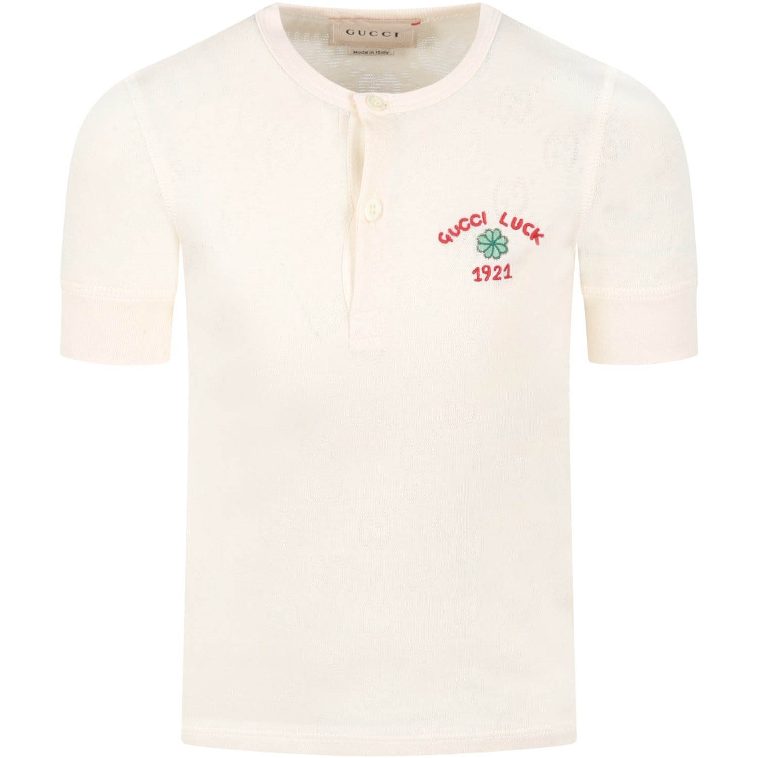 Gucci Ivory T-shirt For Kids With Gg Motif