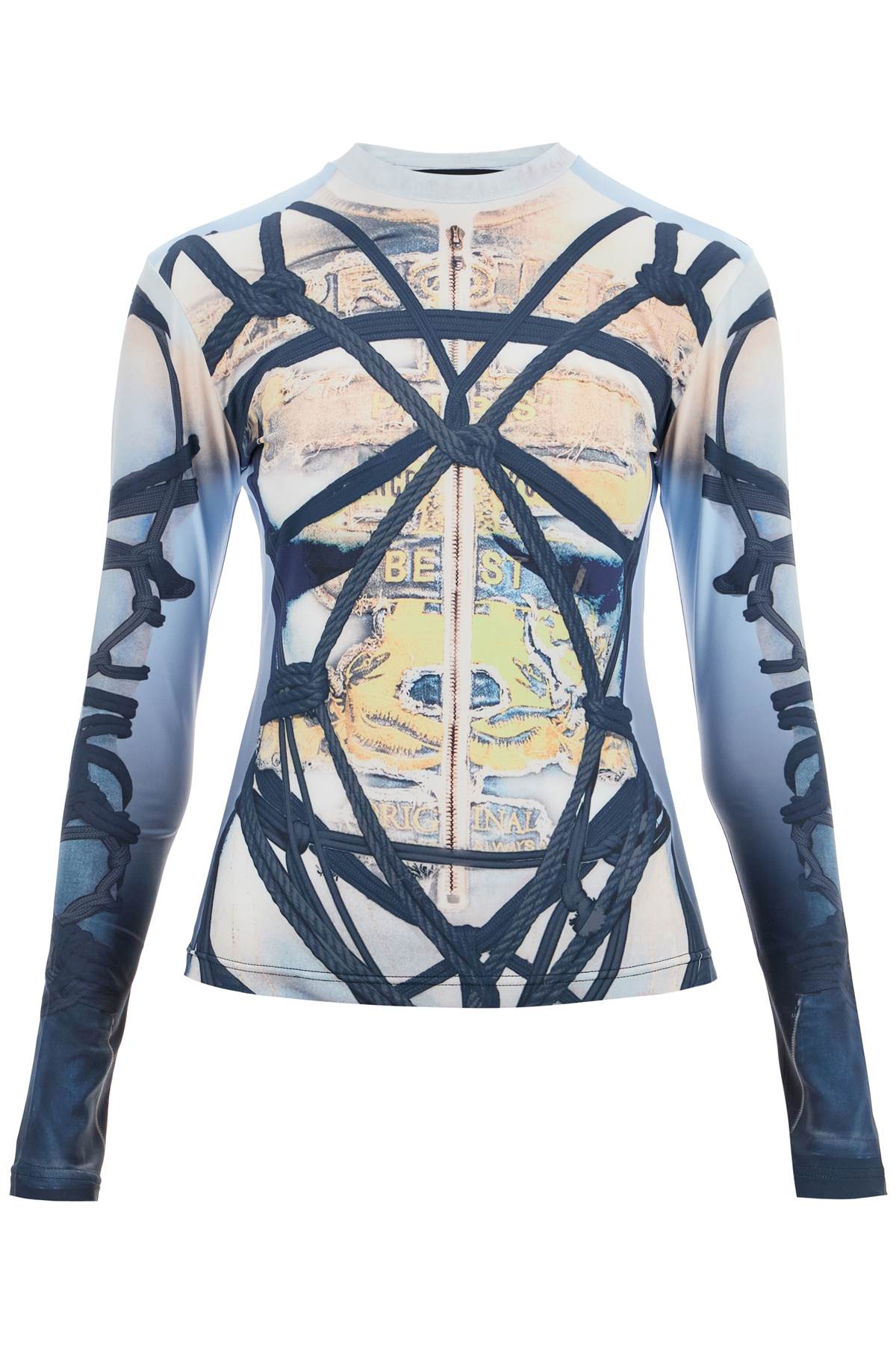 Shop Y/project Long-sleeved Bondage Print In Blue/black (light Blue)