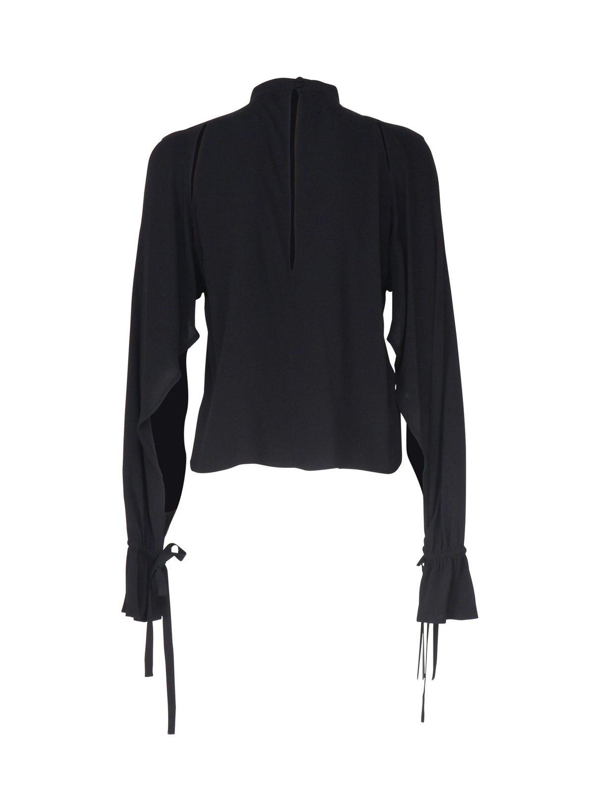 Shop Pinko Ruffled Sleeve Blouse In Nero Limousine