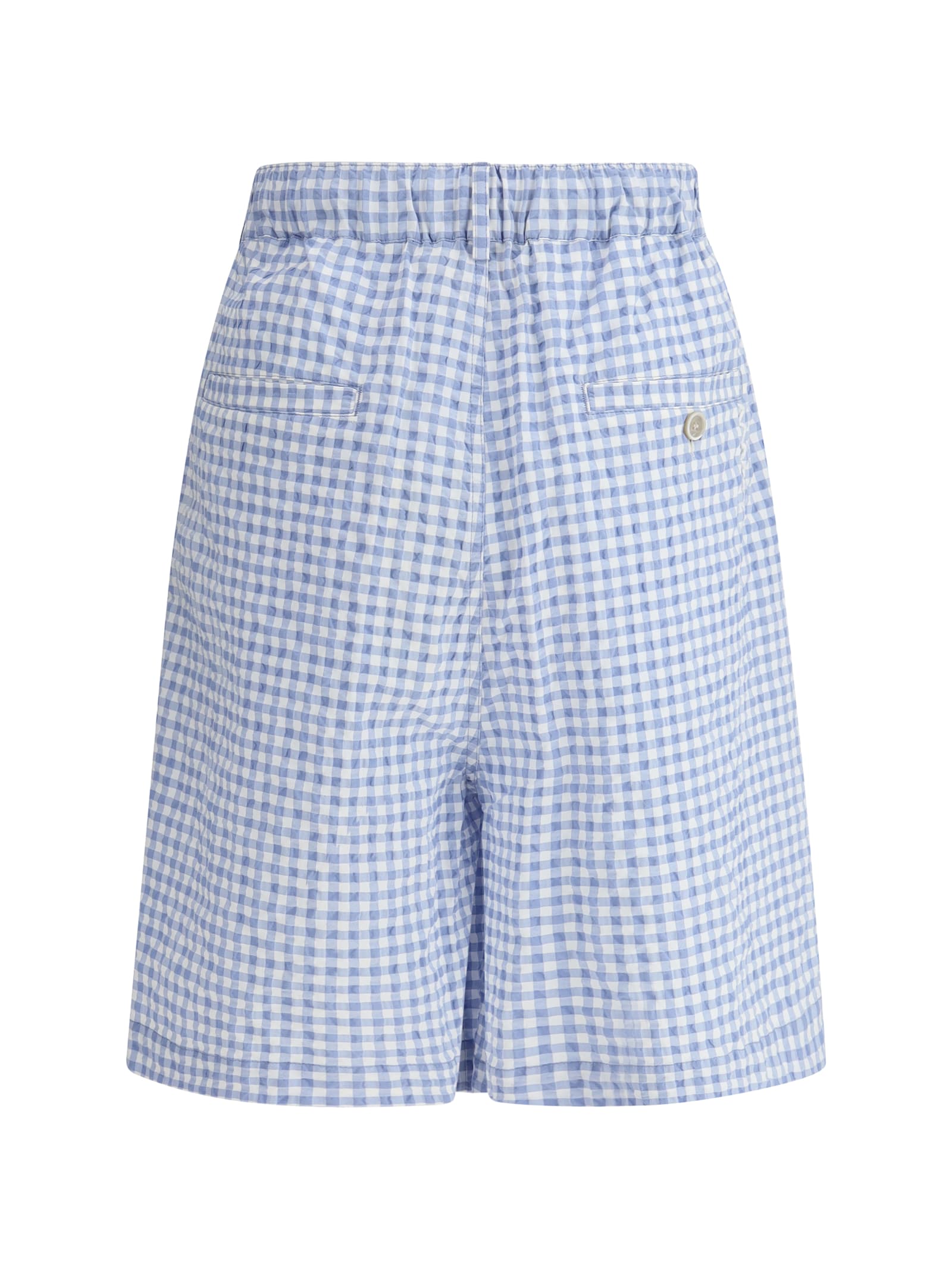 Shop Marni Knee-length Vichy Shorts In Light Blue