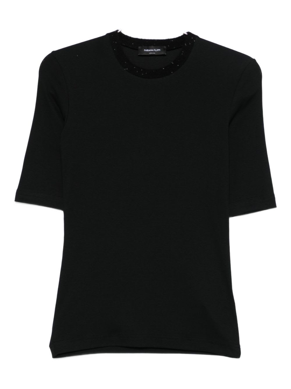Fabiana Filippi Short Sleeve Sweater In Black