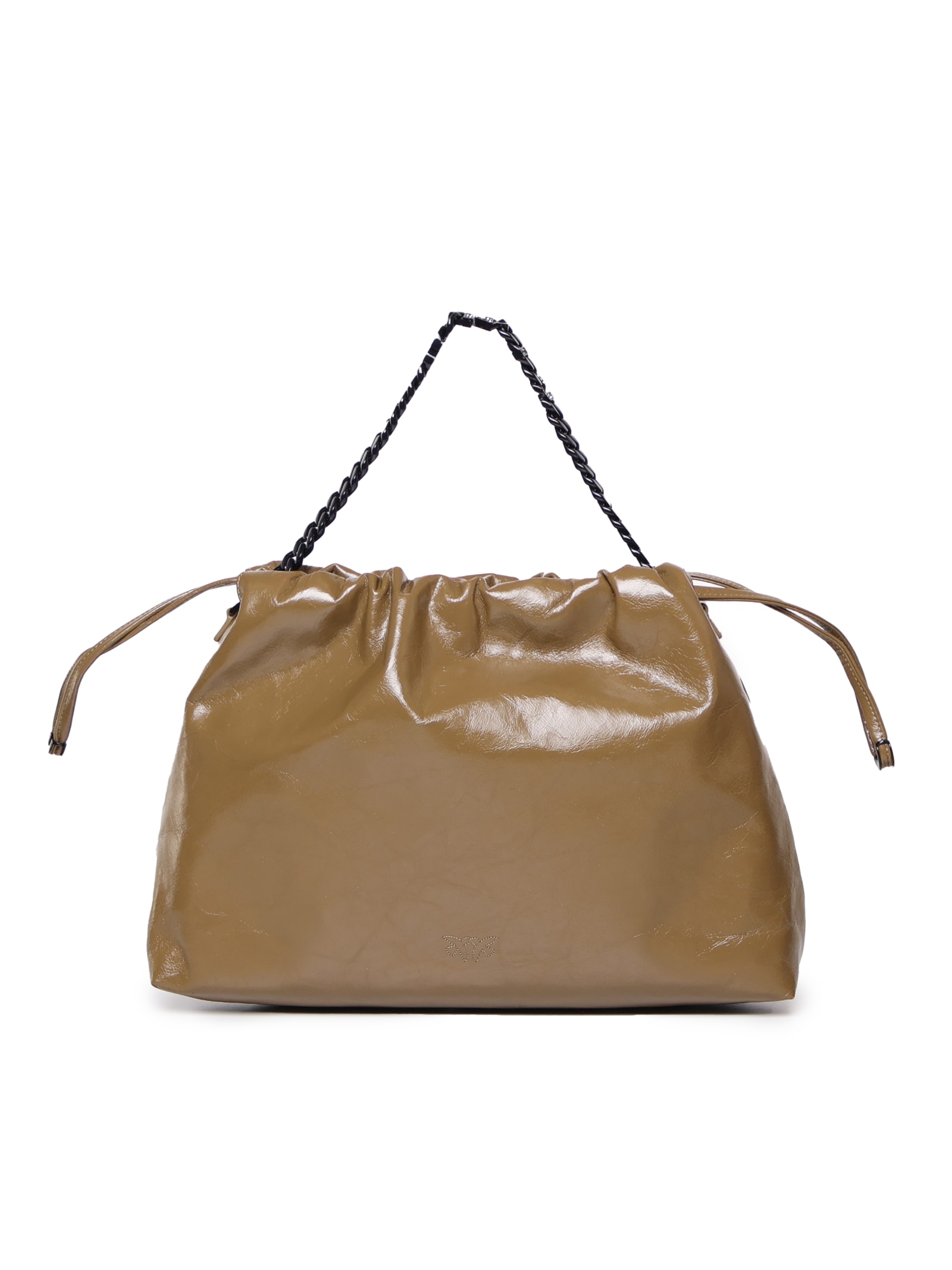 Pinko Chain Strap Maxi Shoulder Bag In Brown