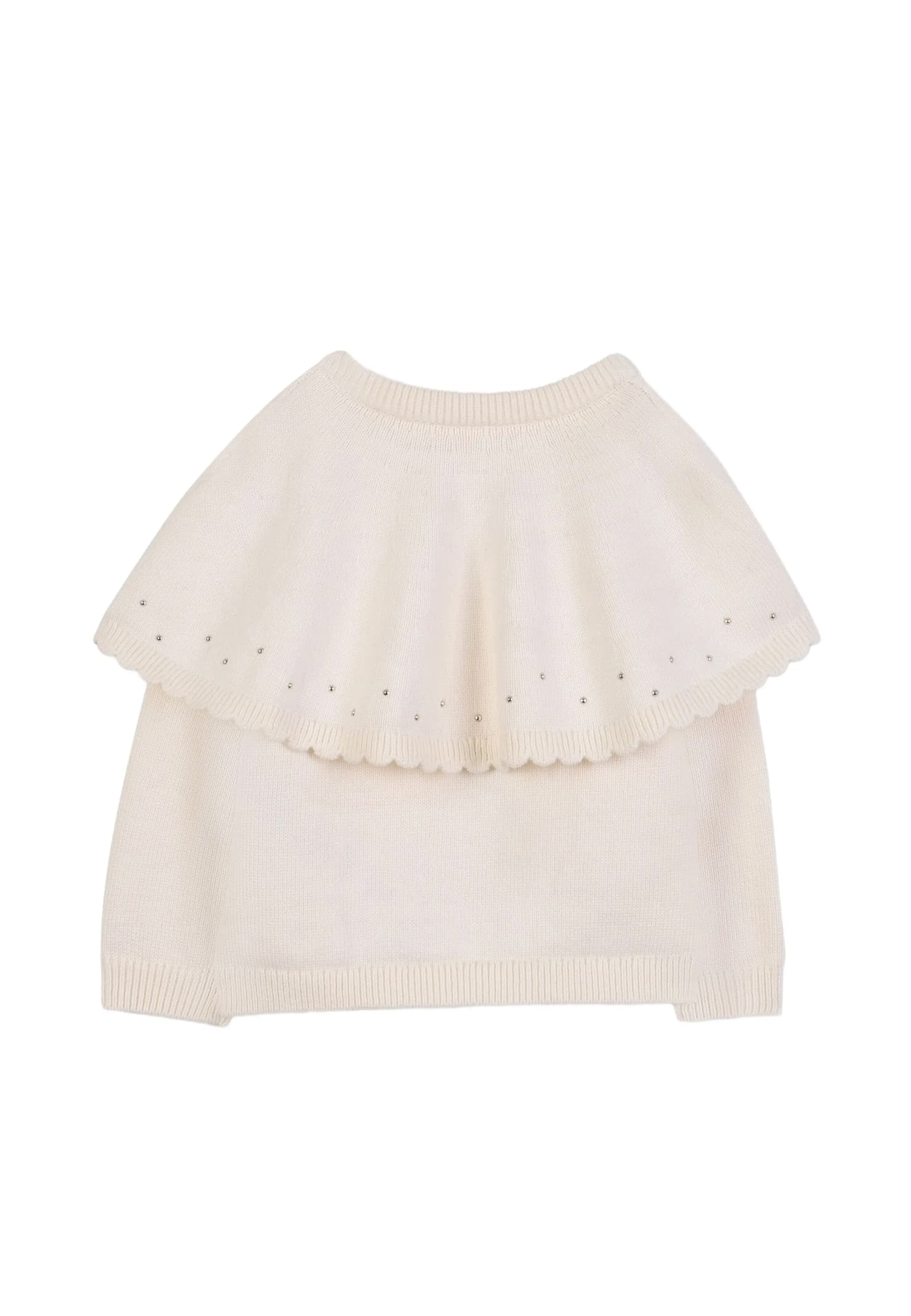 Chloé Ivory Cardigan For Baby Girl With Logo In White