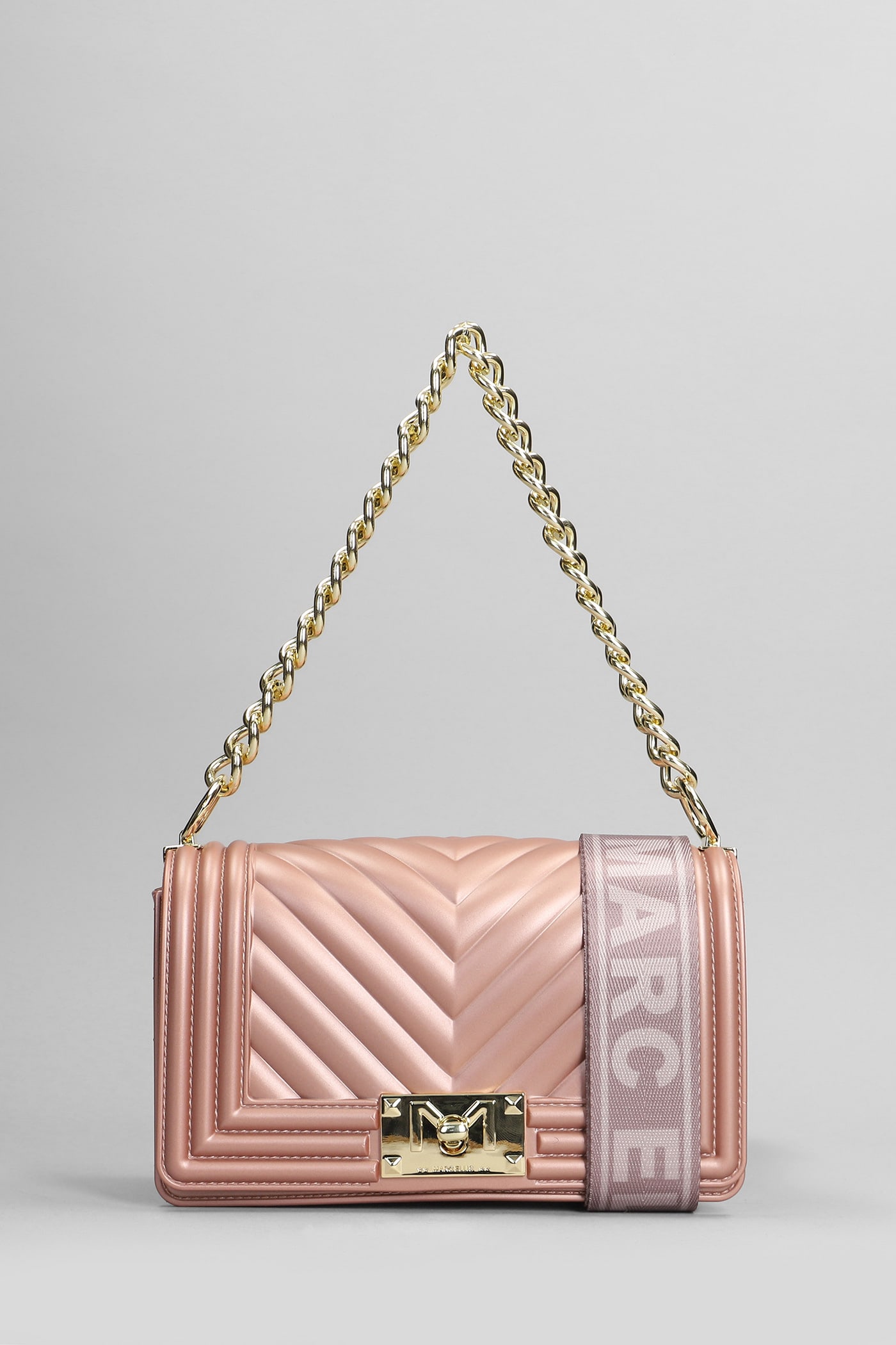 Marc Ellis Flat S Shoulder Bag In Rose-pink Pvc In Gold