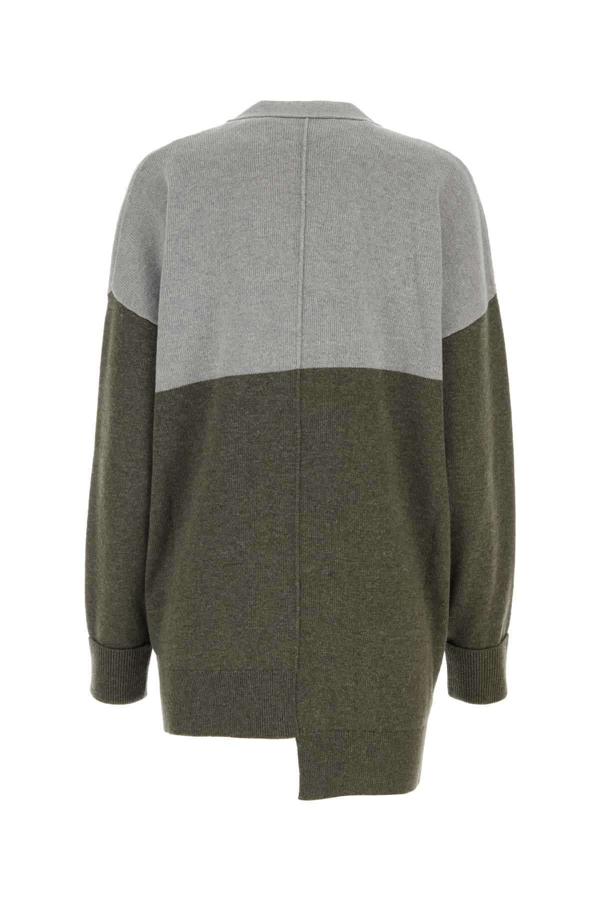 Shop Loewe Two-tone Wool Blend  X Suna Fujita Oversize Cardigan In Darkgreylightgrey